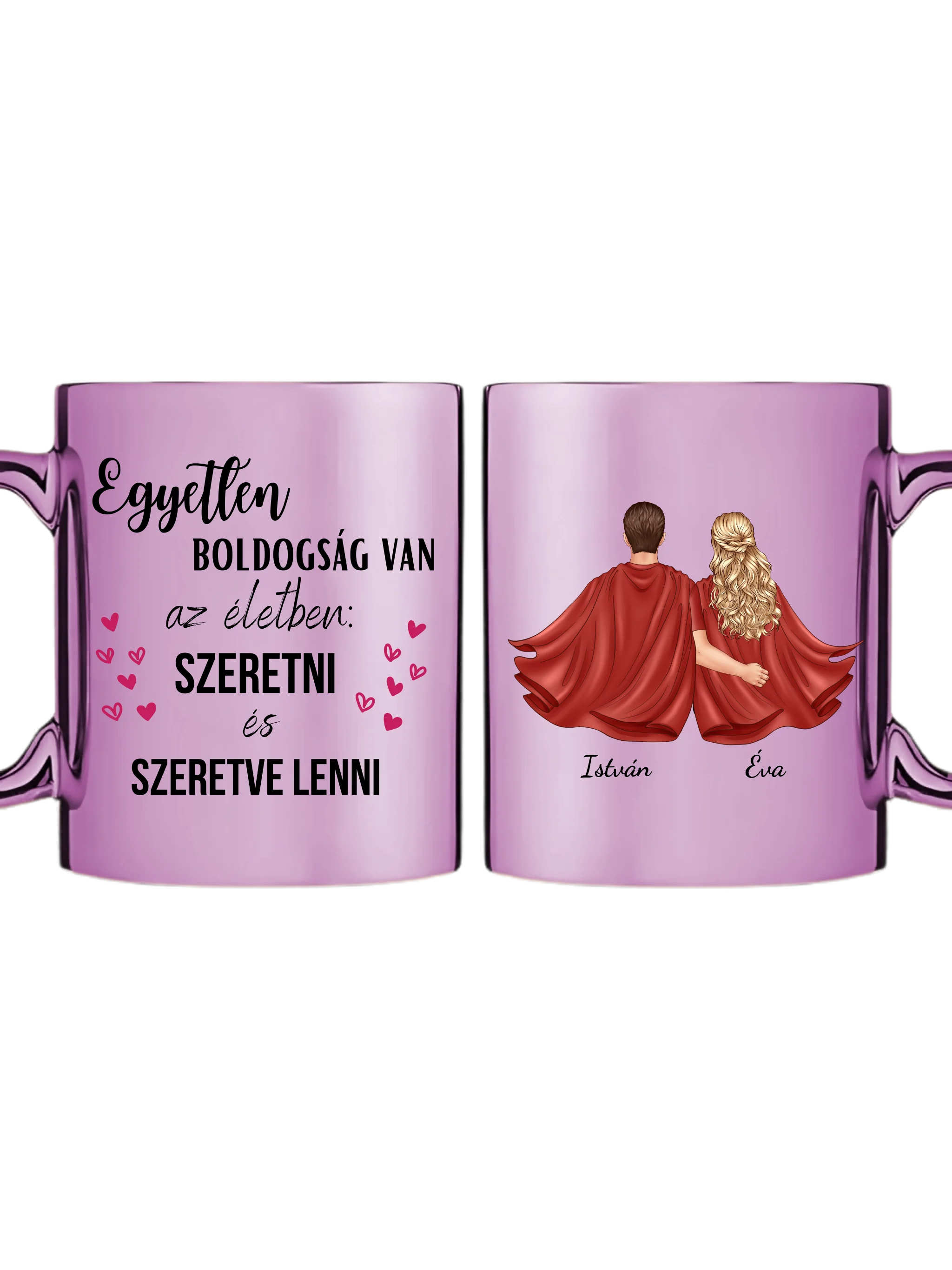 Rózsaszín metál bögre kettős