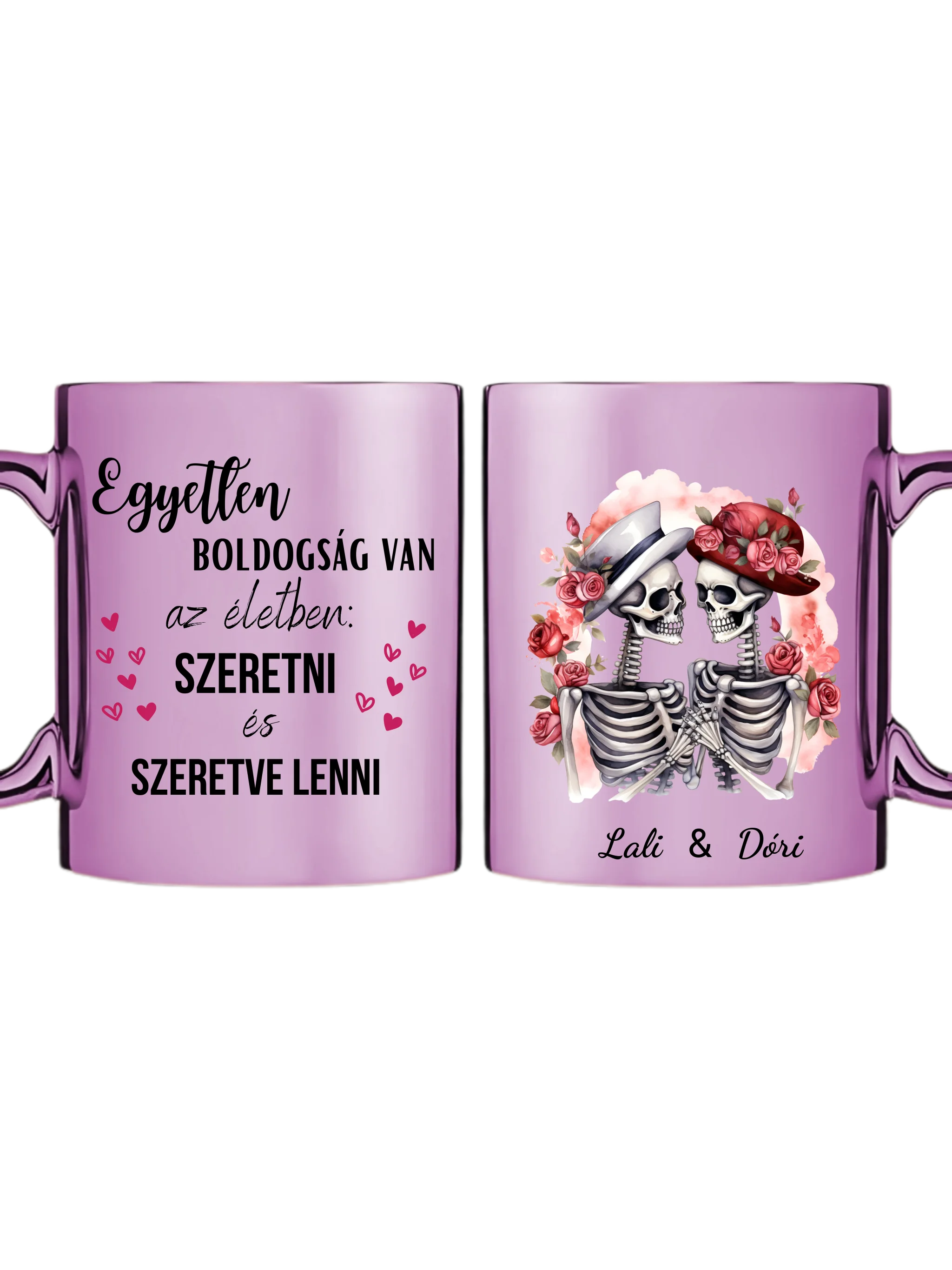 Rózsaszín metál bögre kettős