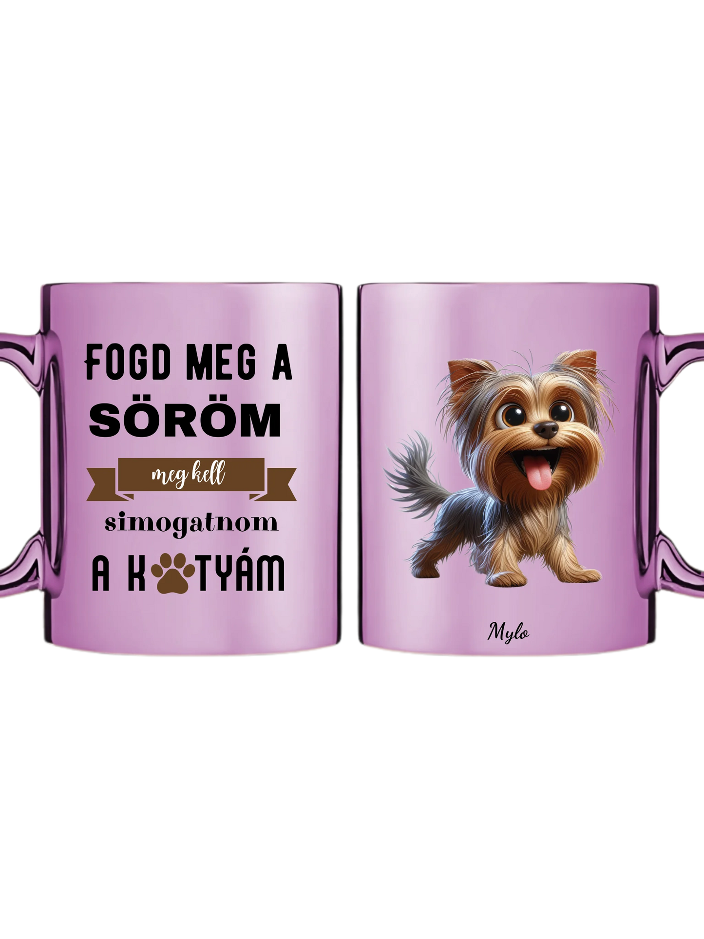 Rózsaszín metál bögre kettős