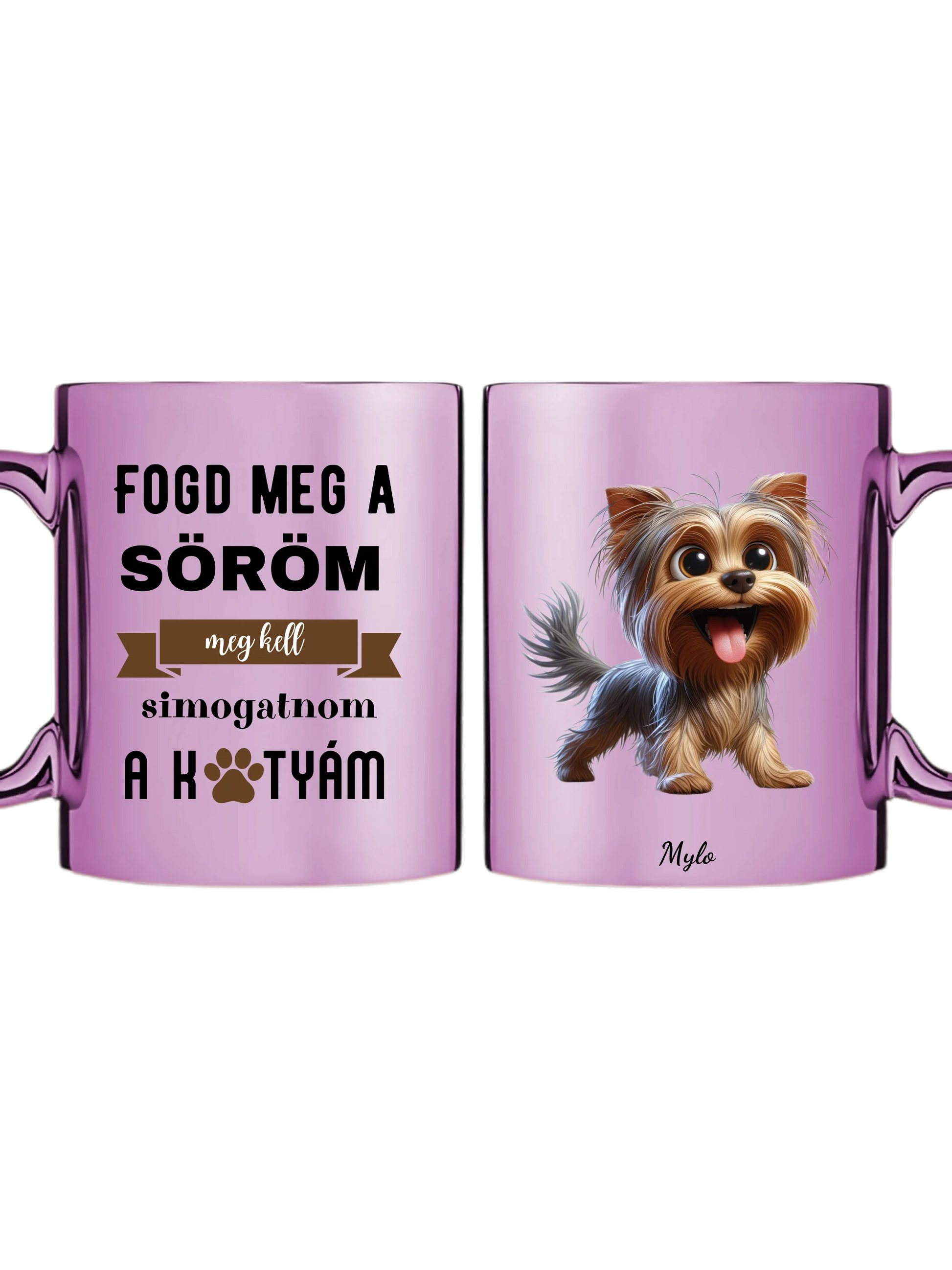 Rózsaszín metál bögre kettős