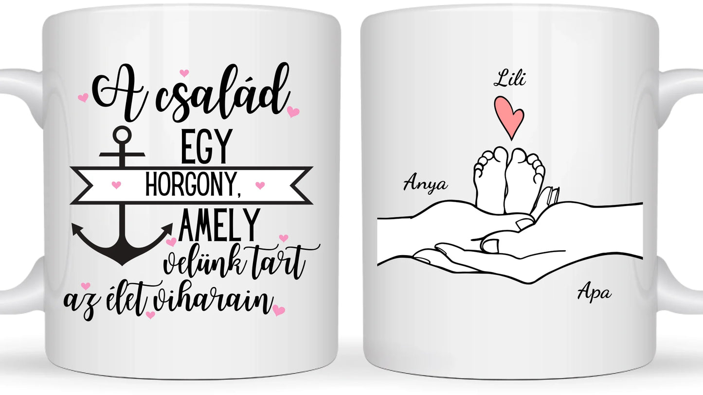 Családi kezek és Baba láb - Egyedi személyre szabható bögre