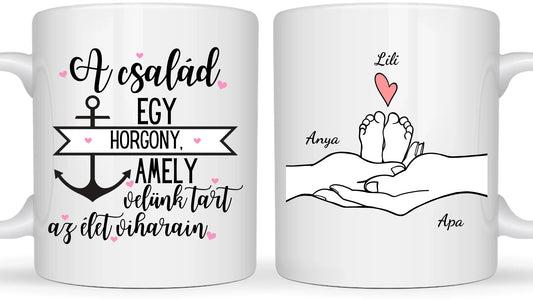 Családi kezek és Baba láb - Egyedi személyre szabható bögre