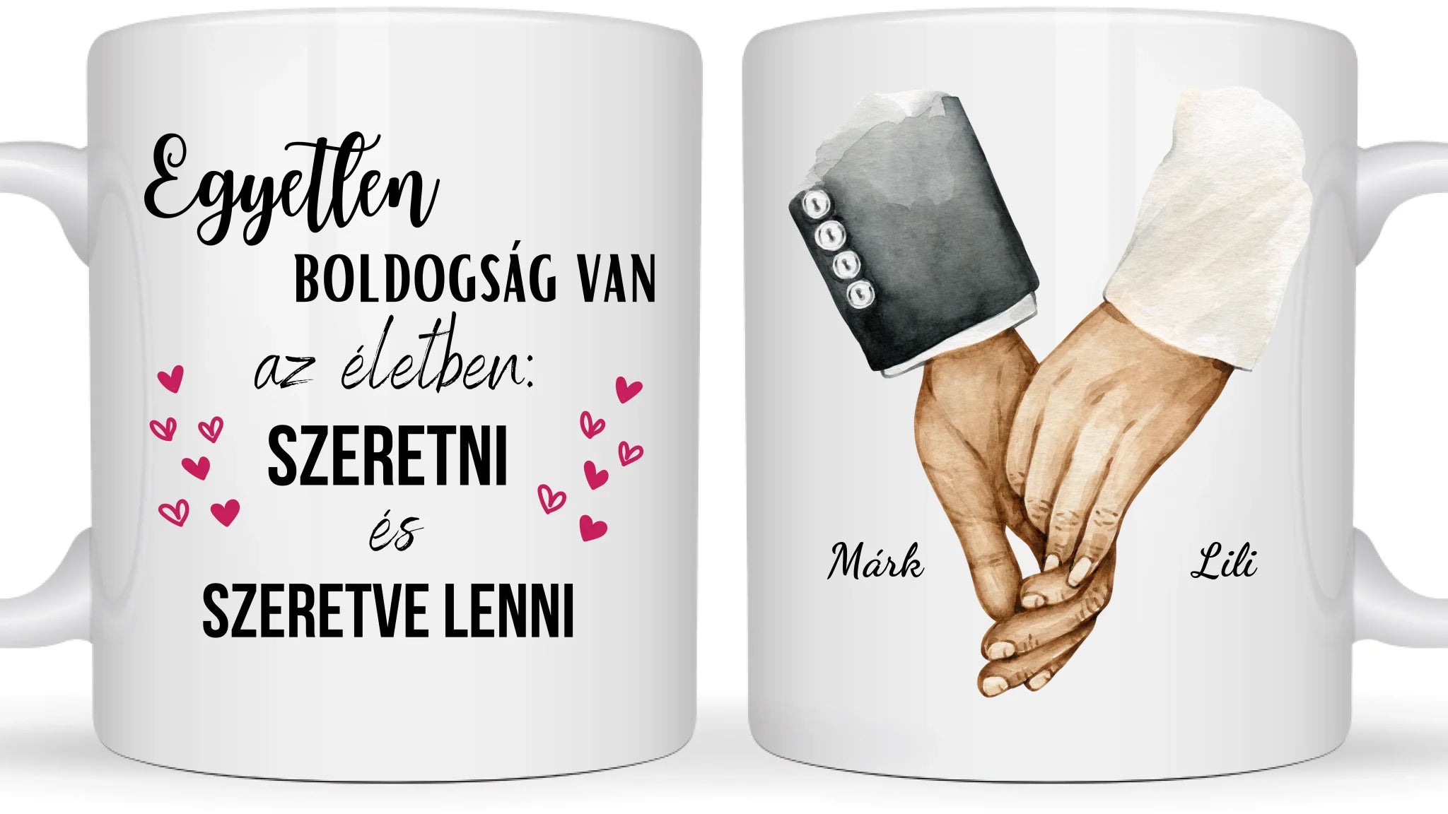 Páros kezek - Egyedi személyre szabható bögre