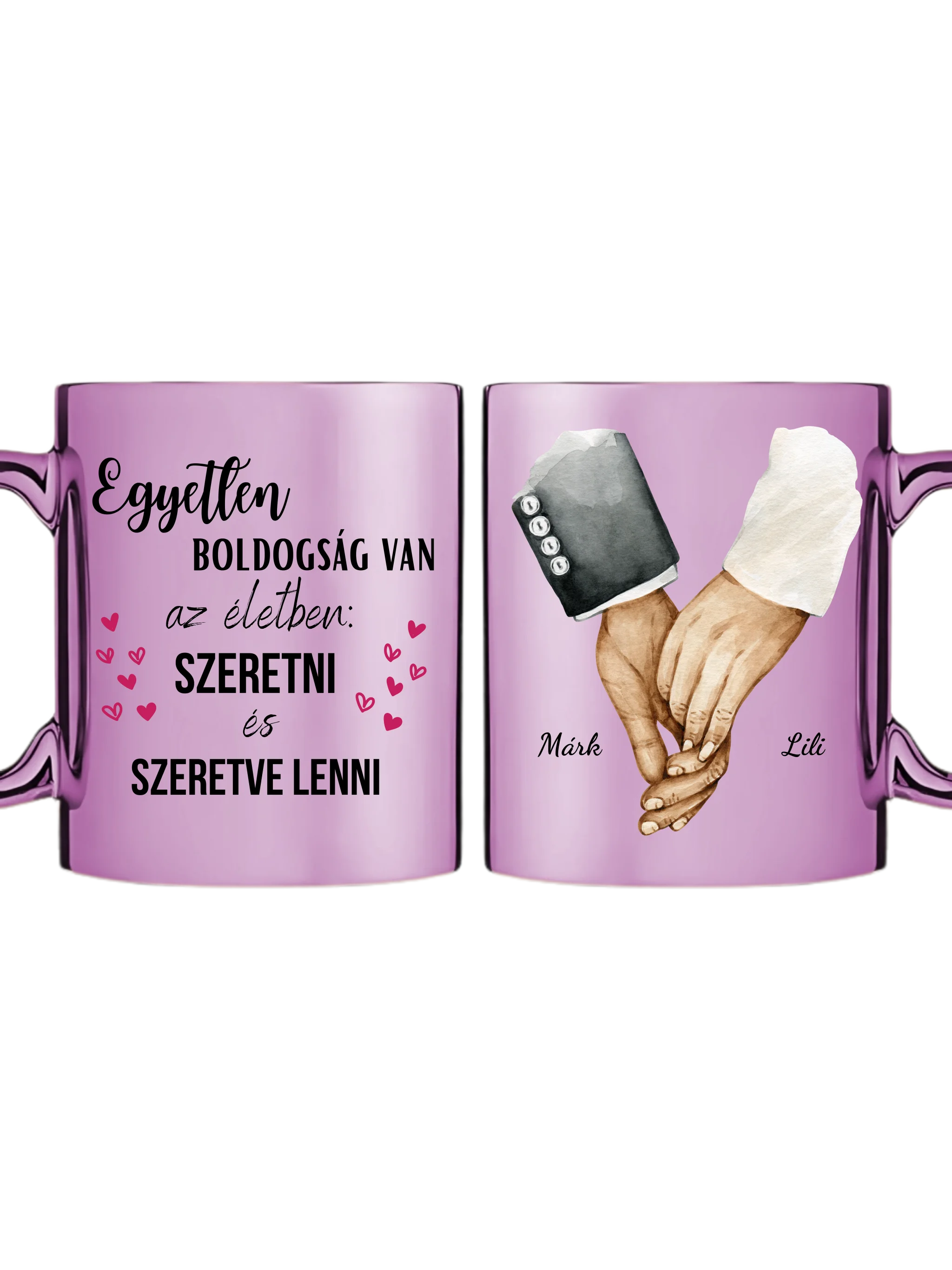 Rózsaszín metál bögre kettős