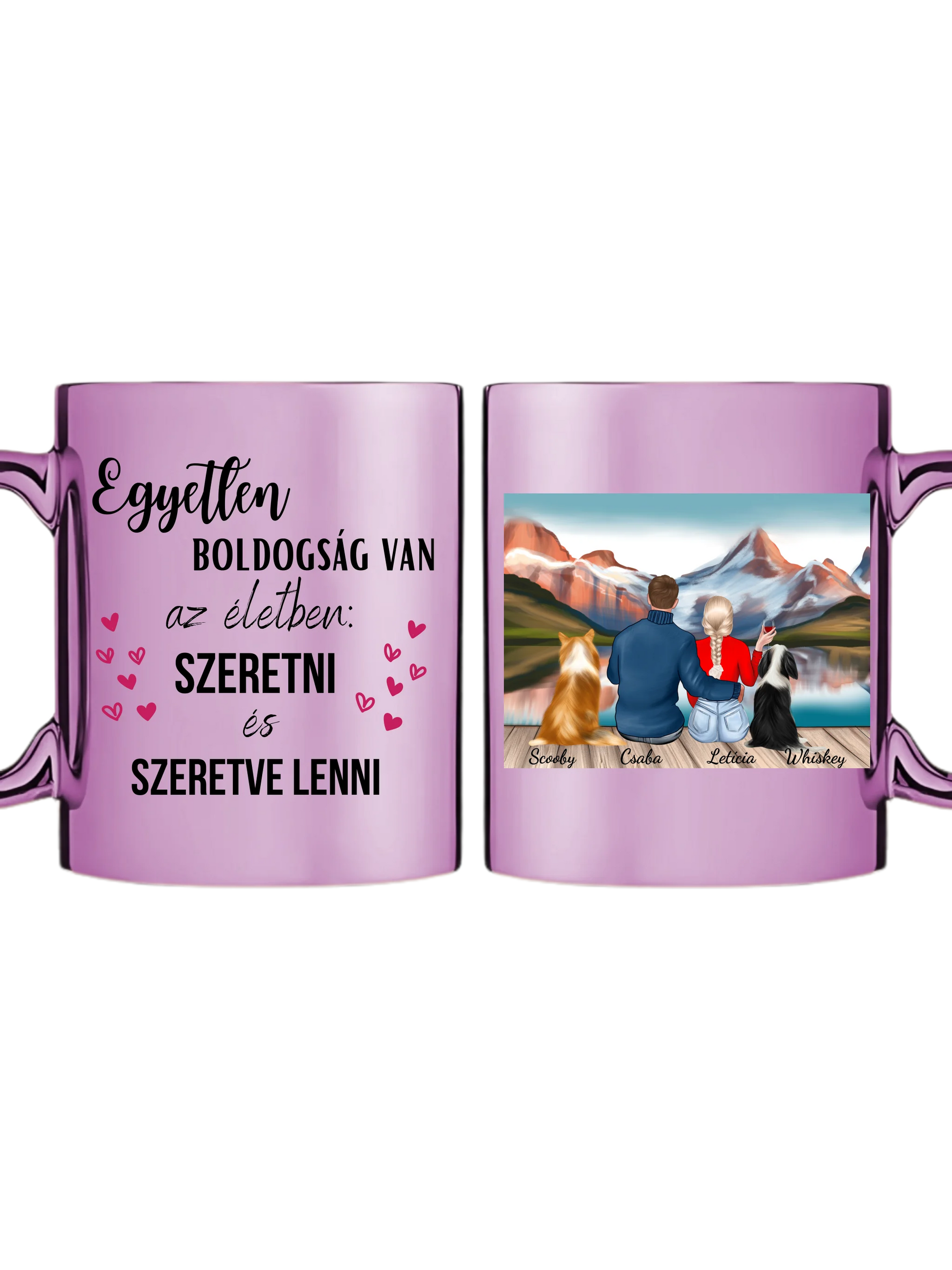 Rózsaszín metál bögre kettős