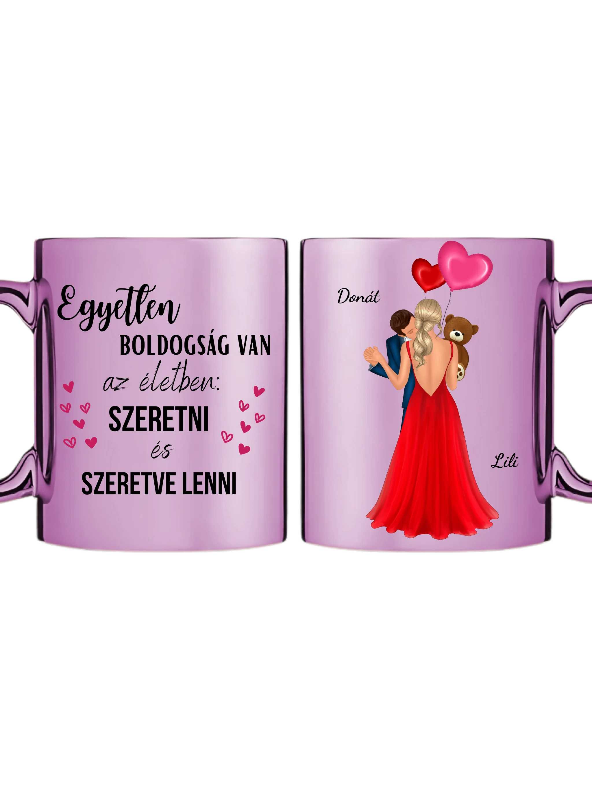 Rózsaszín metál bögre kettős