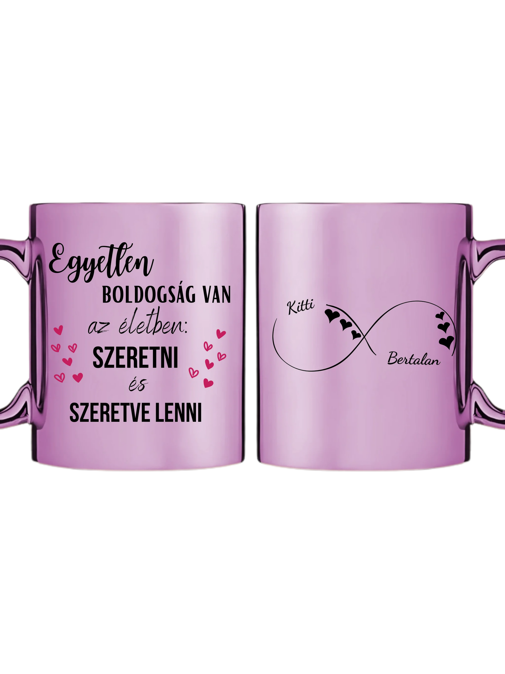 Rózsaszín metál bögre kettős
