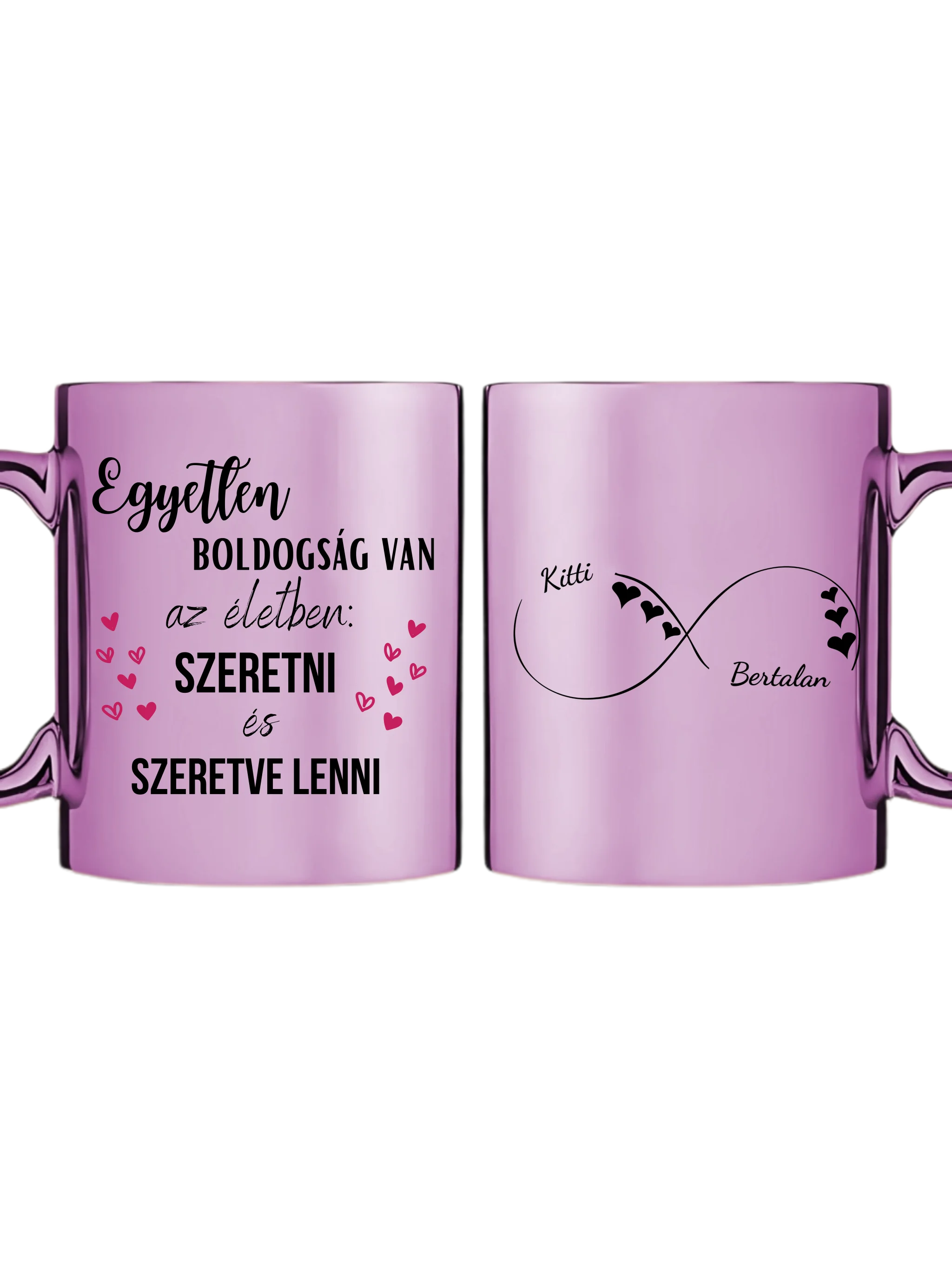 Rózsaszín metál bögre kettős