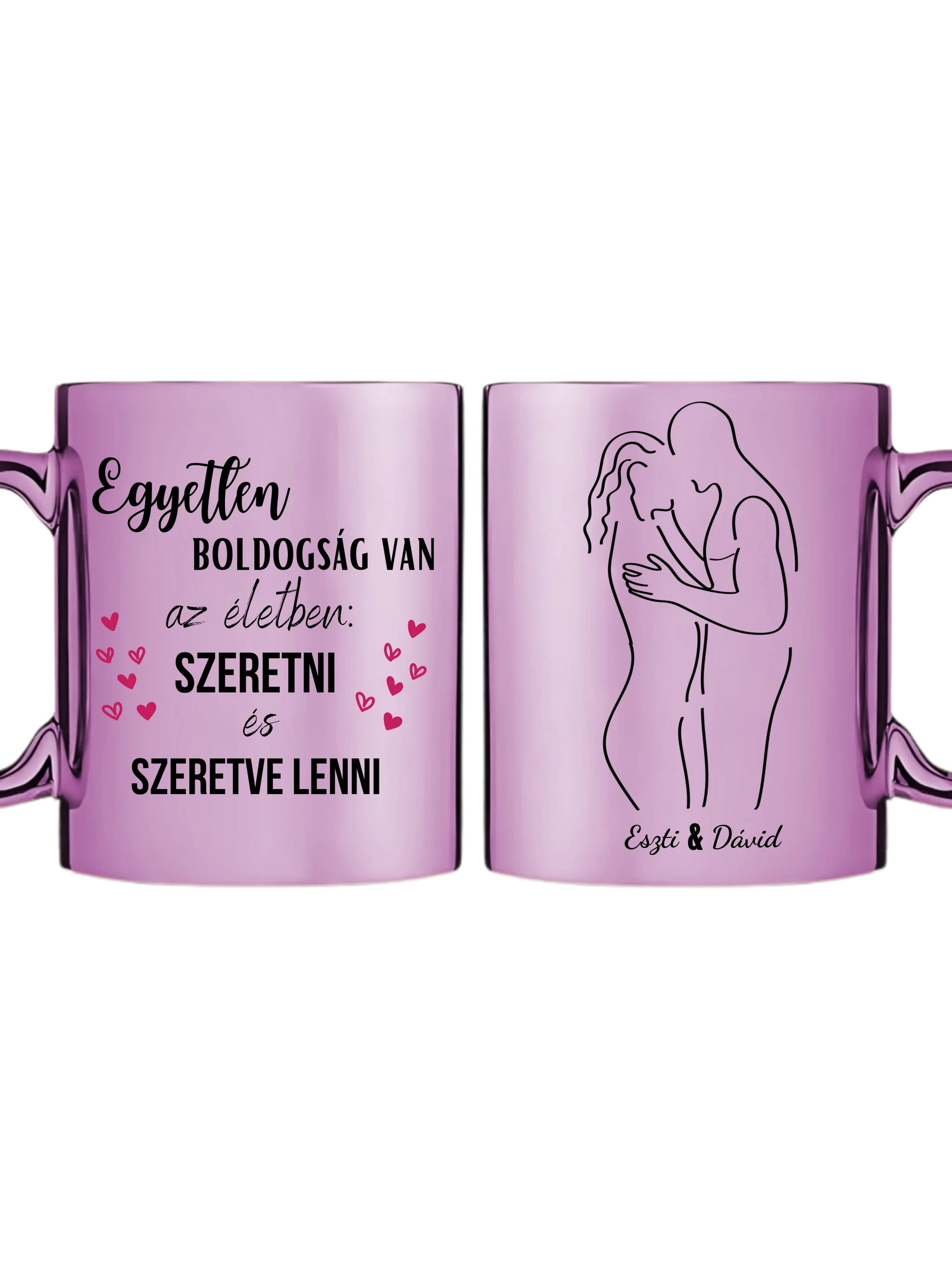Rózsaszín metál bögre kettős