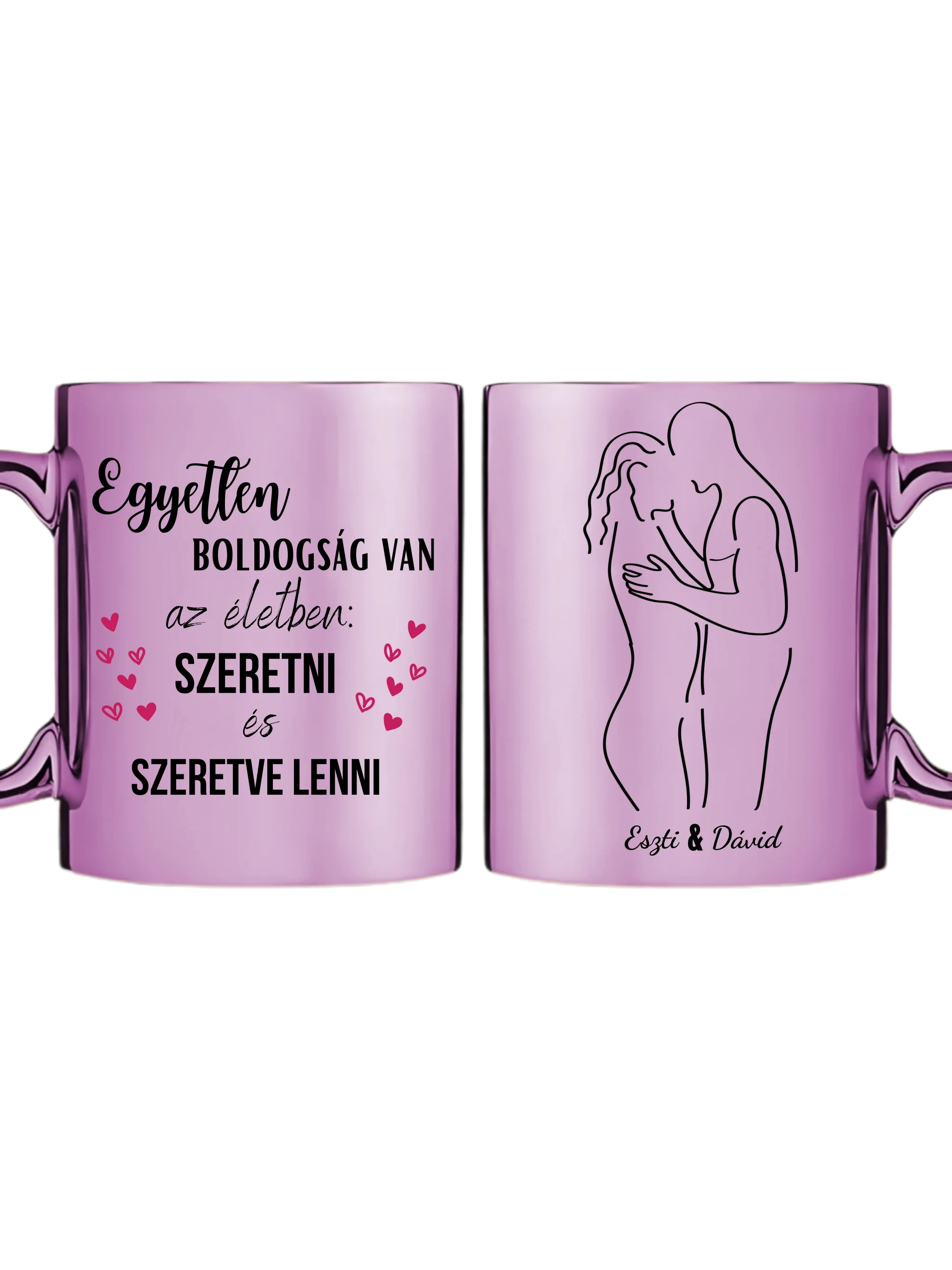 Rózsaszín metál bögre kettős