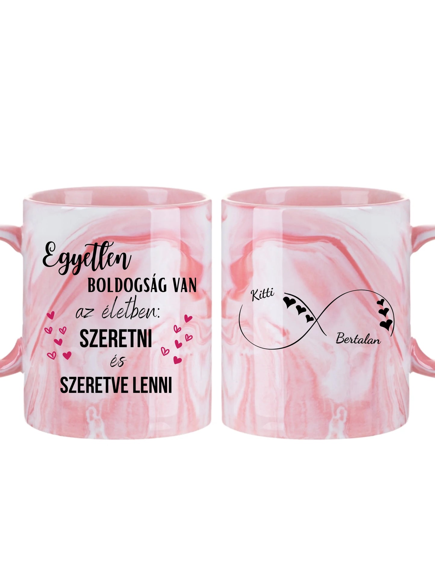 Végtelen jel szívecskékkel - Egyedi személyre szabható bögre