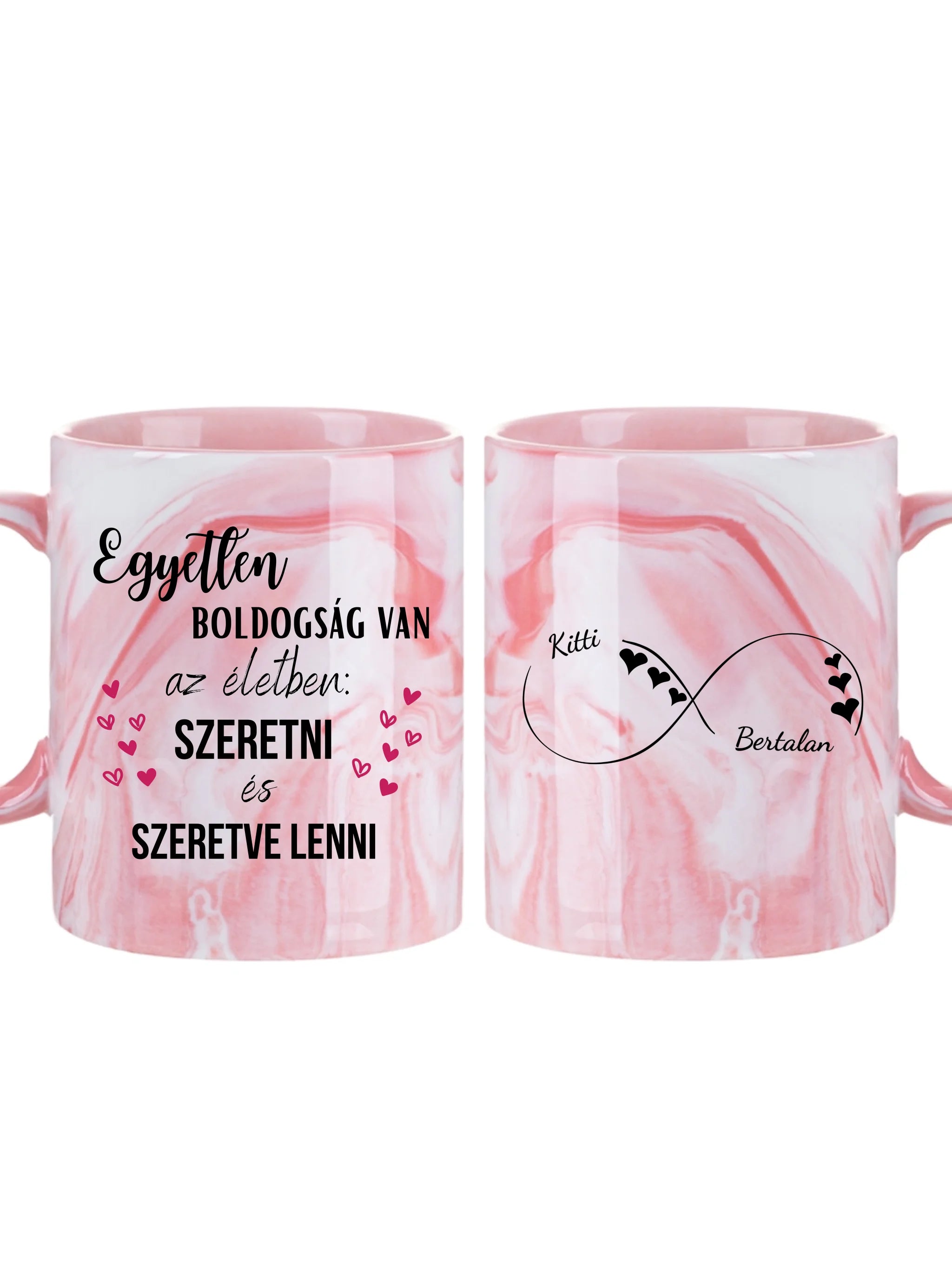 Végtelen jel szívecskékkel - Egyedi személyre szabható bögre