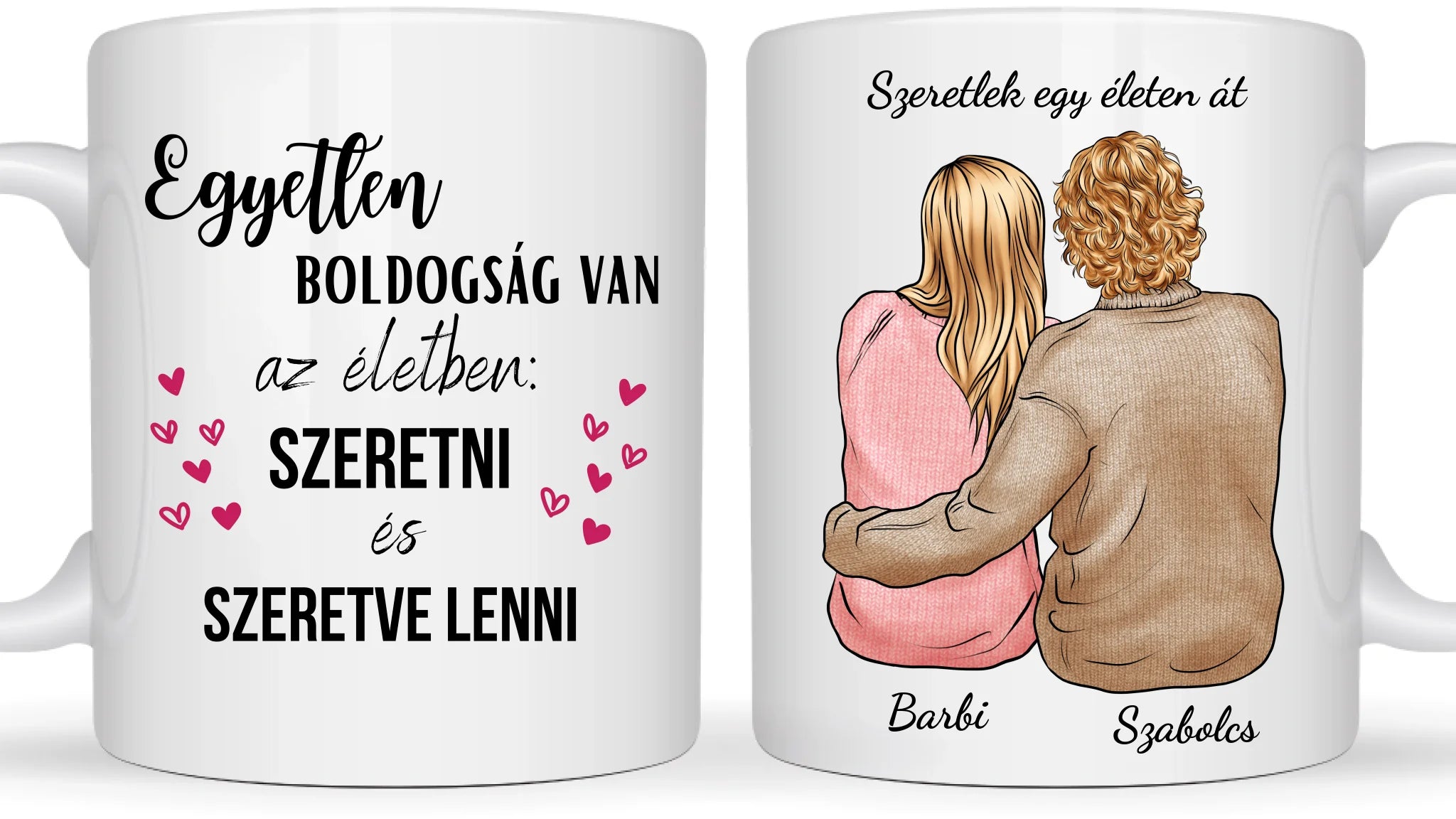 Pulcsis összebújós páros - Egyedi személyre szabható bögre