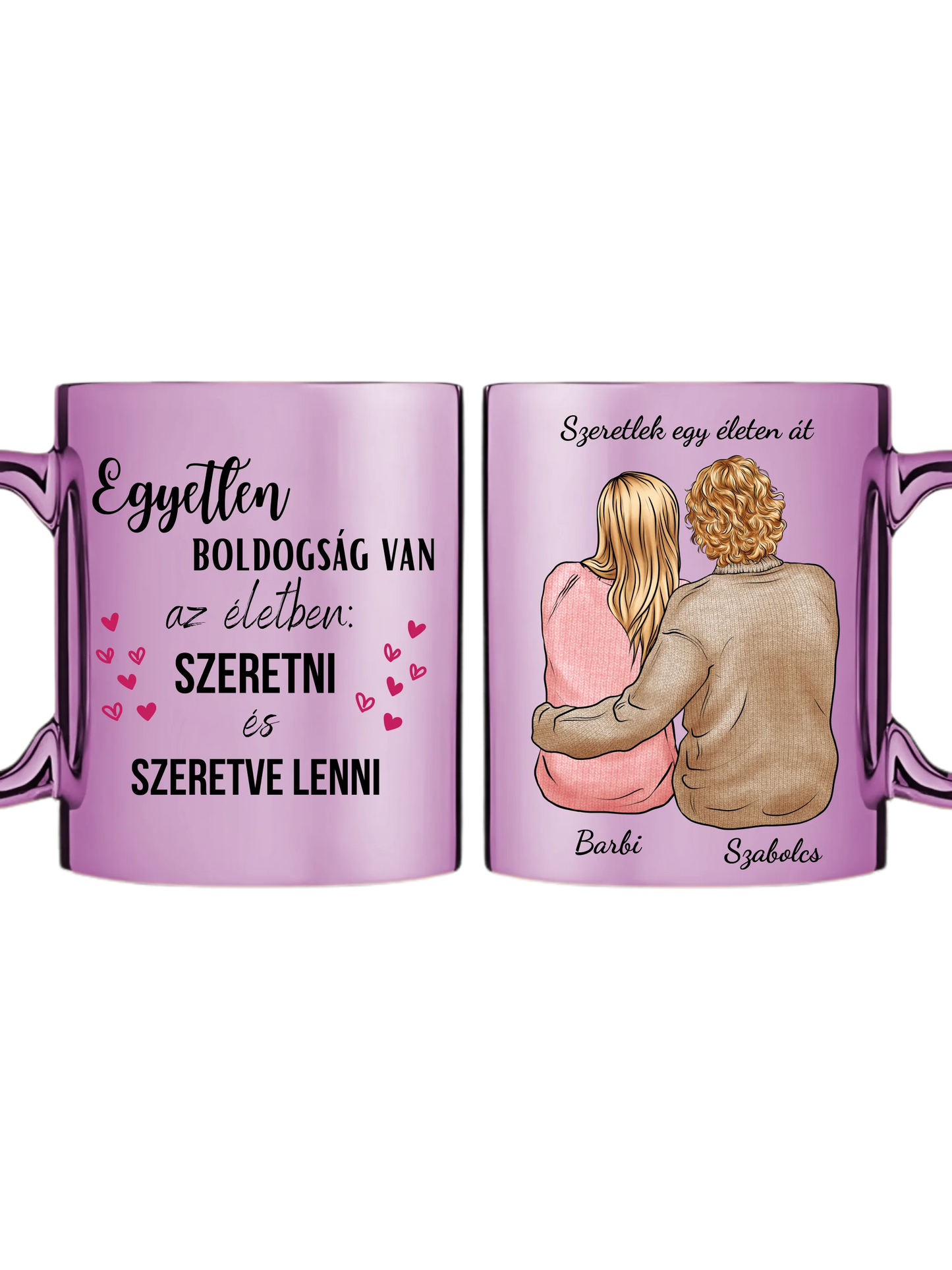 Rózsaszín metál bögre kettős