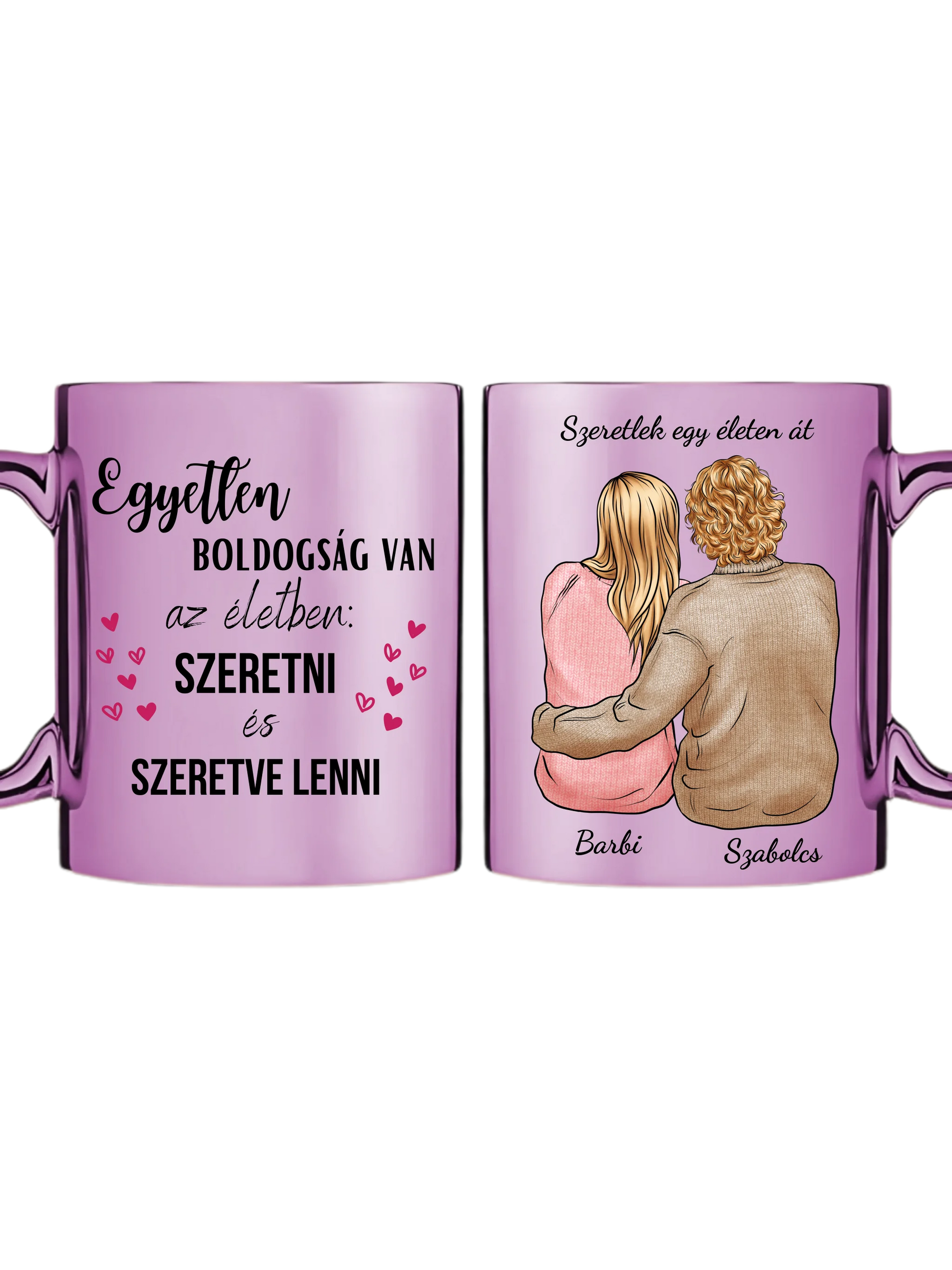 Rózsaszín metál bögre kettős