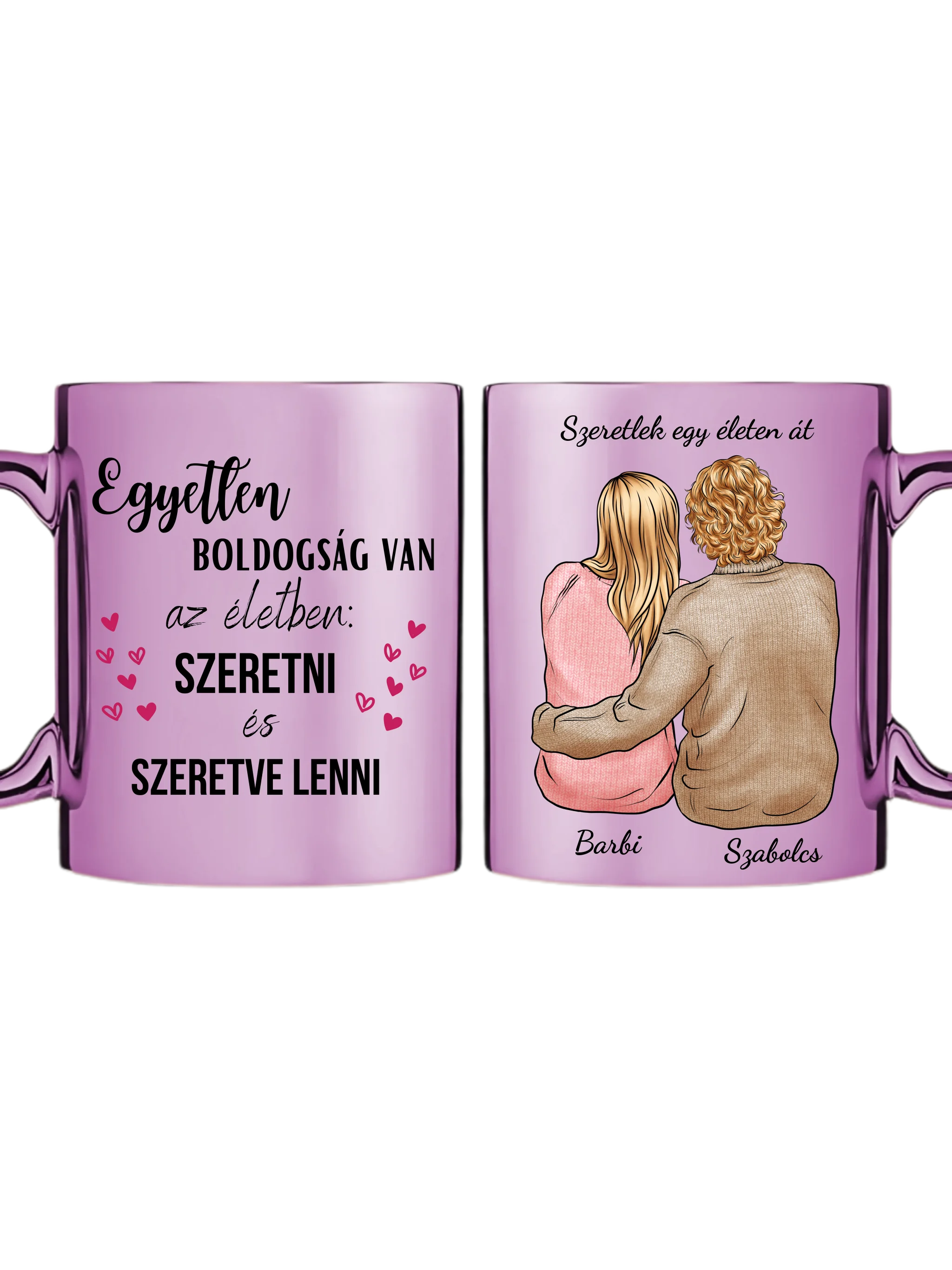 Rózsaszín metál bögre kettős