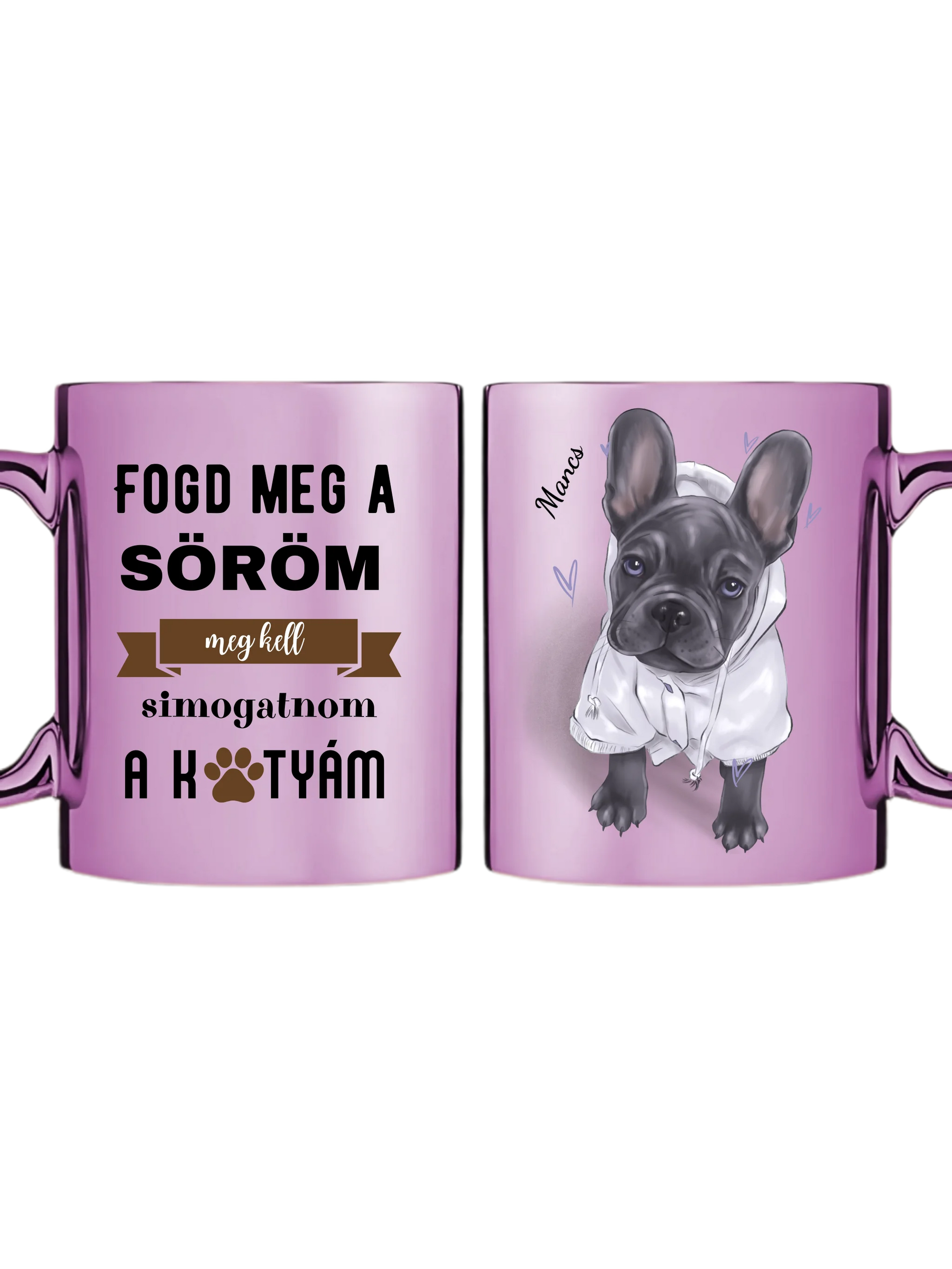 Rózsaszín metál bögre kettős