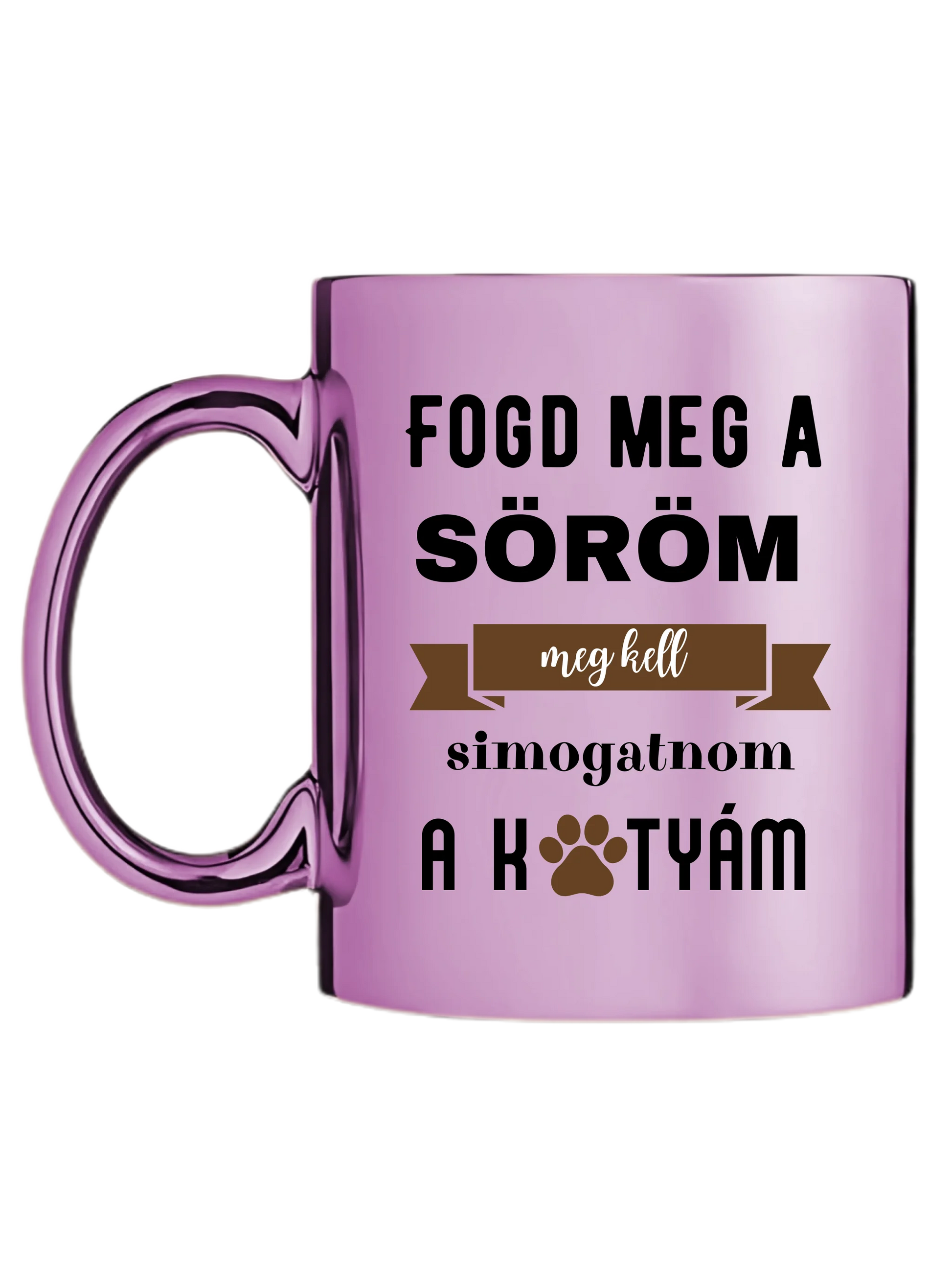 Rózsaszín metál bögre bal oldal