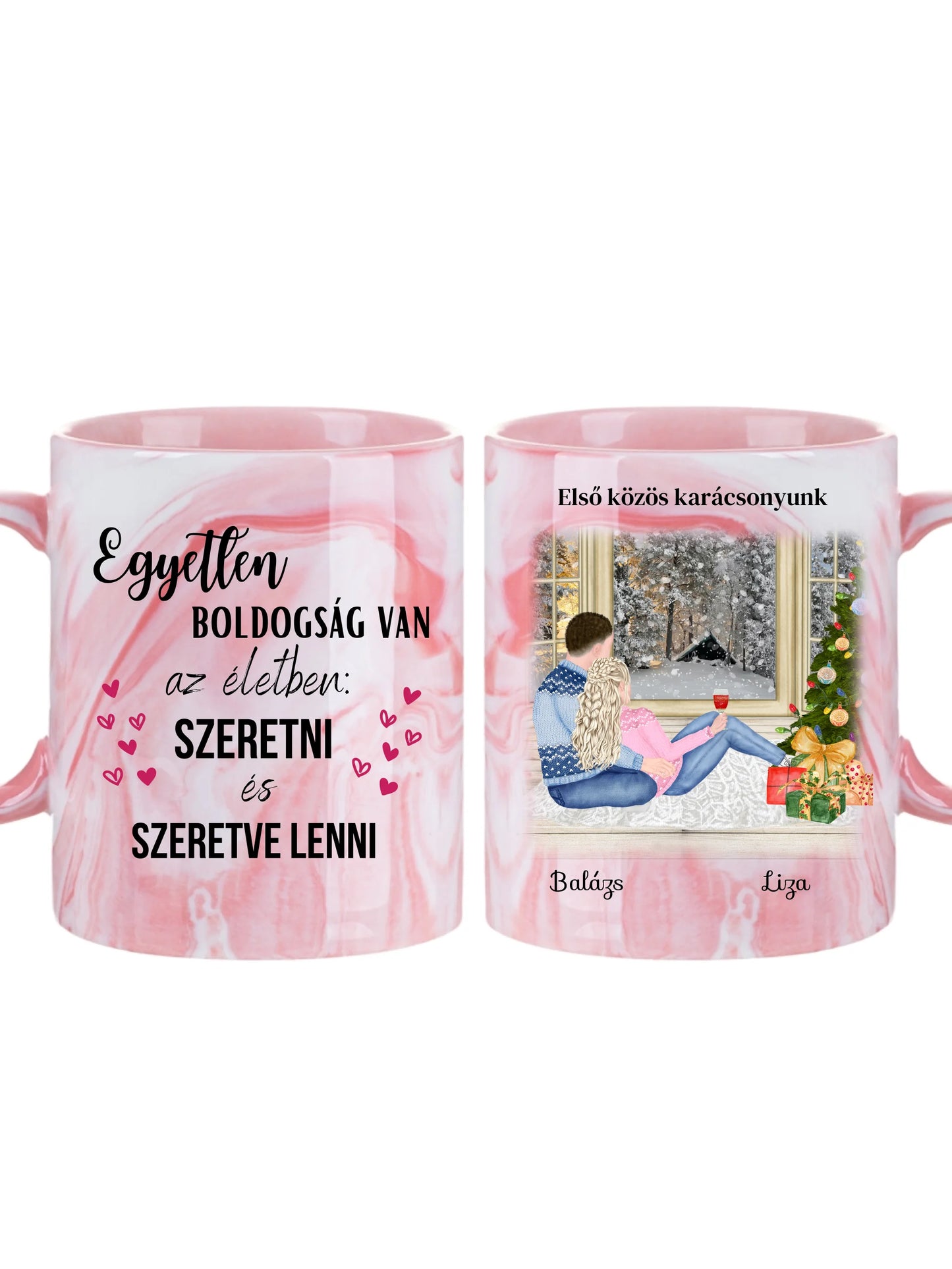 Karácsonyi pár téli tájjal - Egyedi személyre szabható bögre