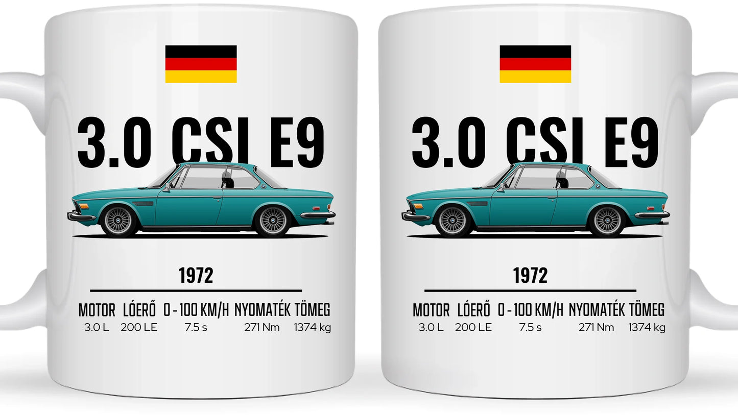 Autó illusztráció - 3.0 CSI E9 60. - Egyedi személyre szabható bögre