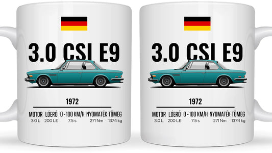 Autó illusztráció - 3.0 CSI E9 60. - Egyedi személyre szabható bögre