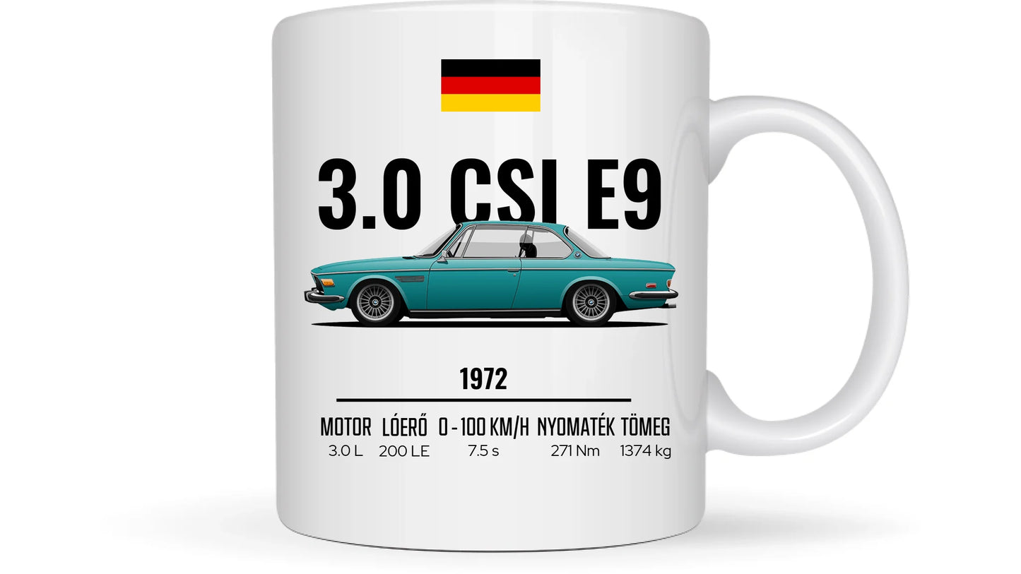 Autó illusztráció - 3.0 CSI E9 60. - Egyedi személyre szabható bögre