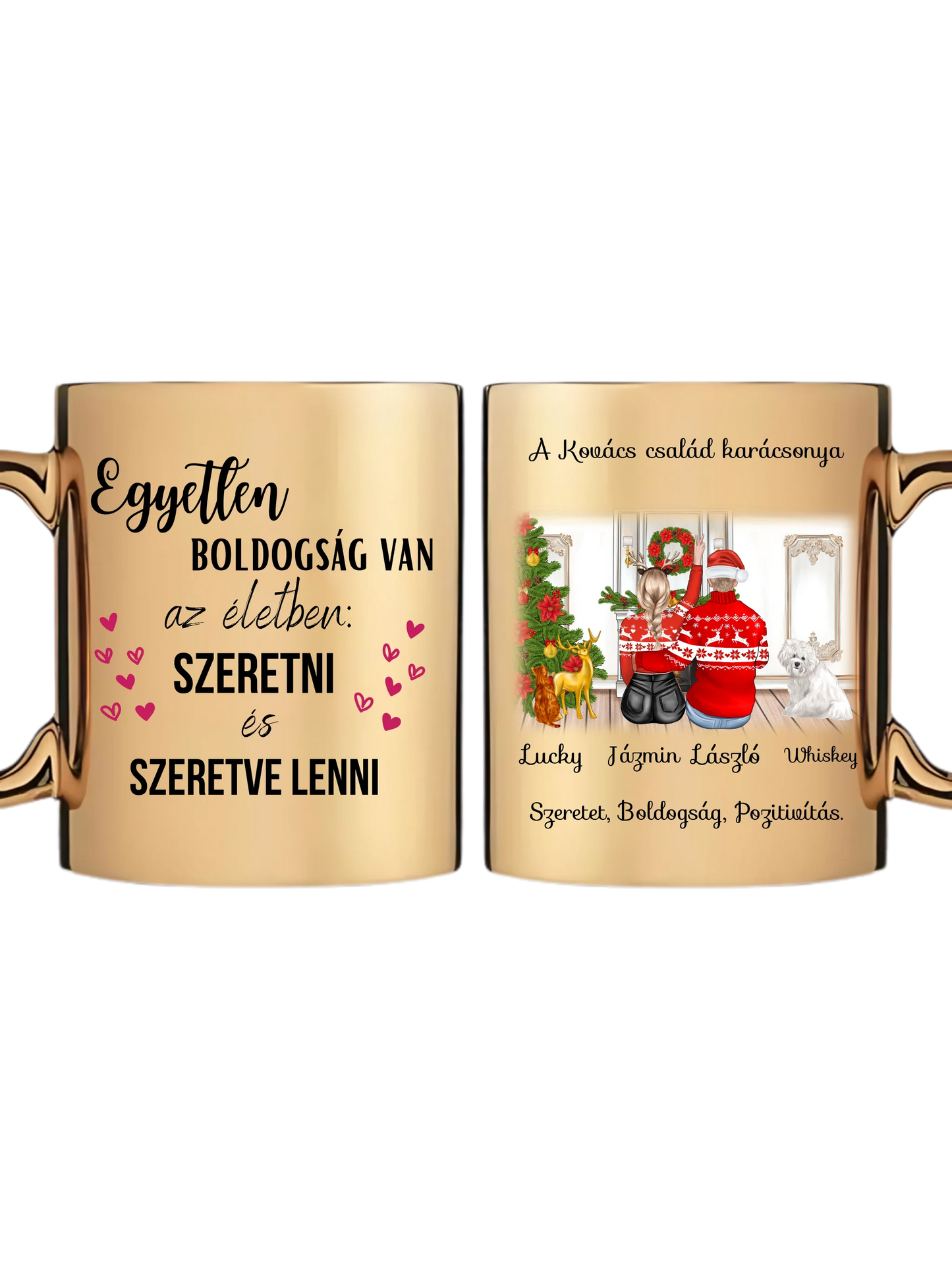 Karácsonyi pár kis kedvenceikkel - Egyedi személyre szabható bögre