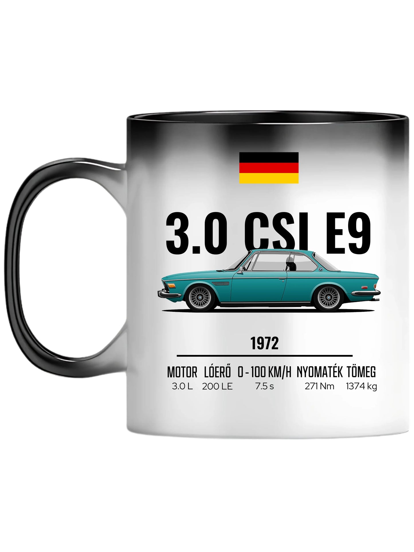 Autó illusztráció - 3.0 CSI E9 60. - Egyedi személyre szabható bögre