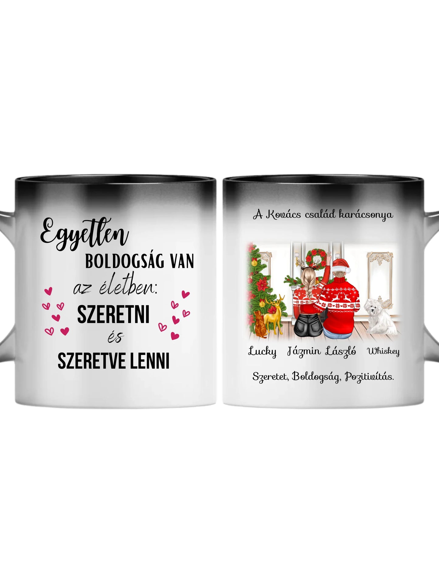 Karácsonyi pár kis kedvenceikkel - Egyedi személyre szabható bögre