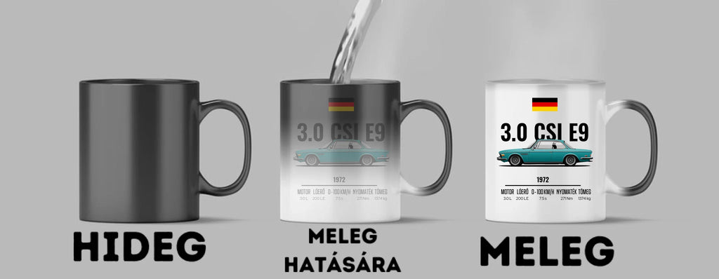 Autó illusztráció - 3.0 CSI E9 60. - Egyedi személyre szabható bögre