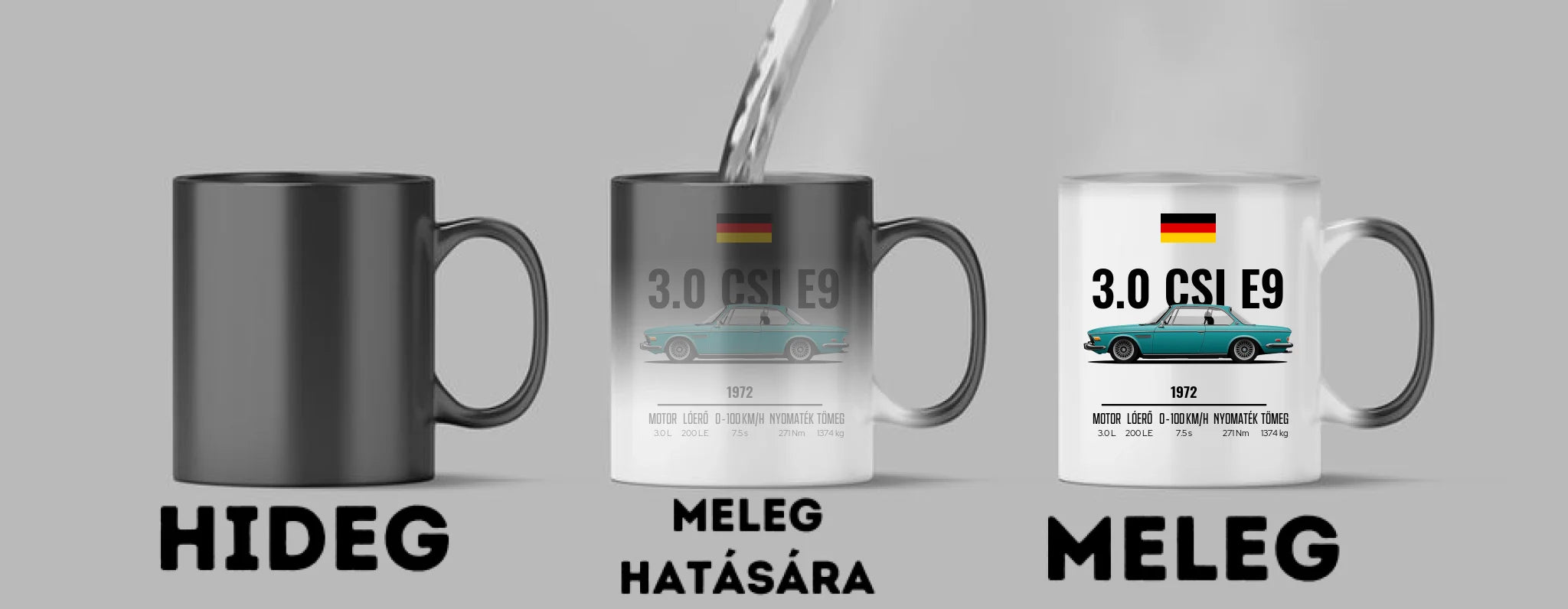 Autó illusztráció - 3.0 CSI E9 60. - Egyedi személyre szabható bögre