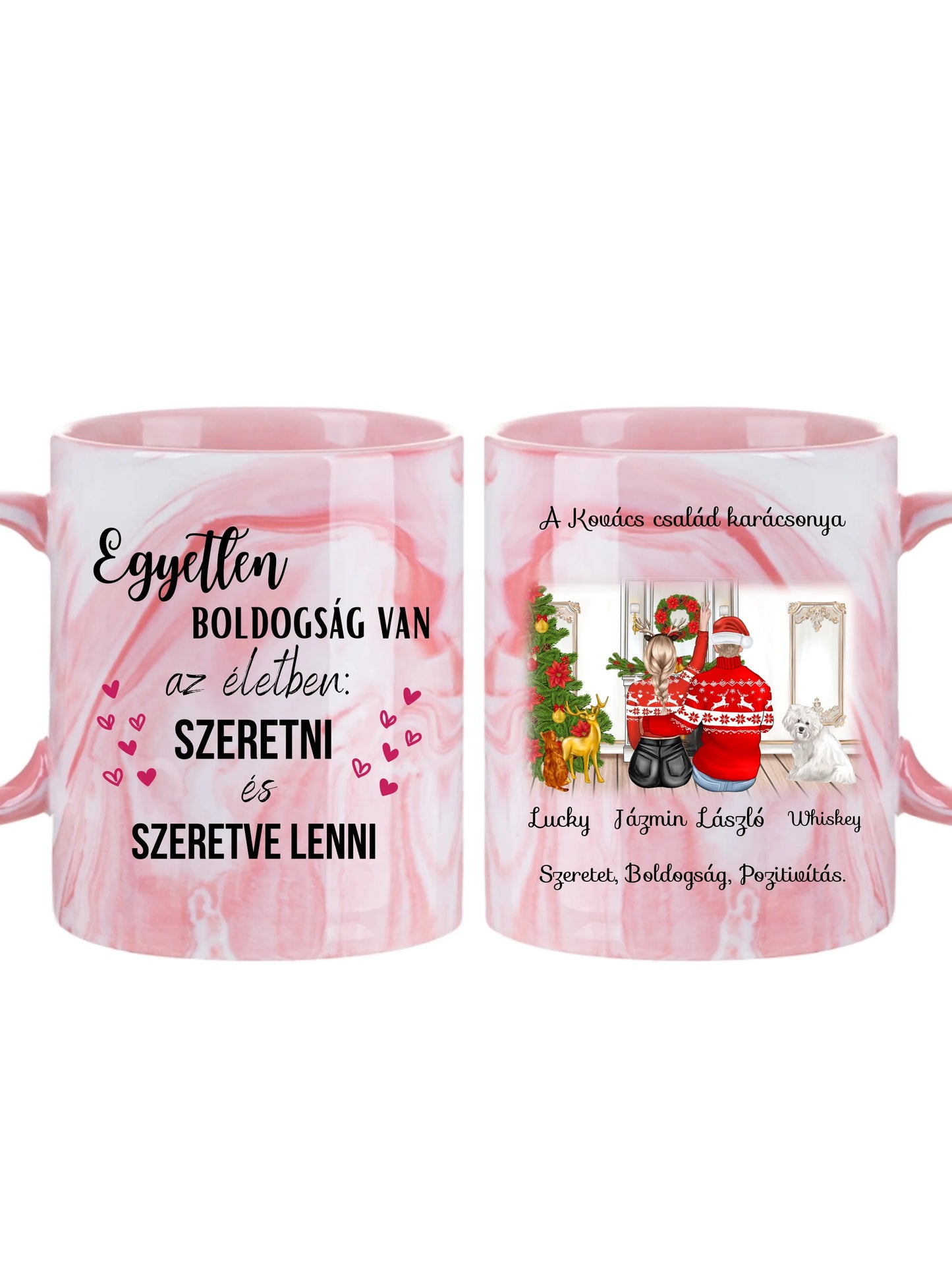 Karácsonyi pár kis kedvenceikkel - Egyedi személyre szabható bögre