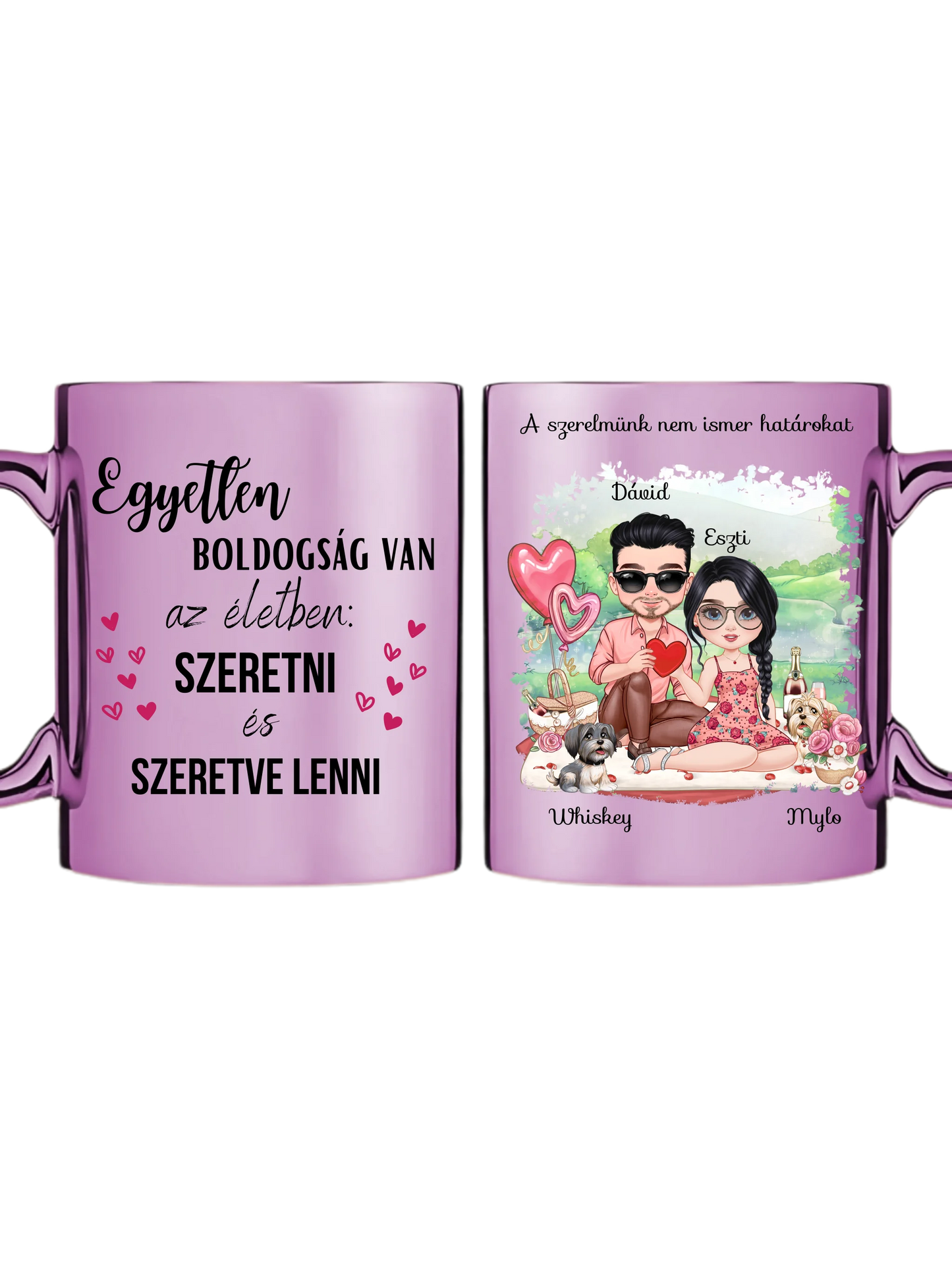 Rózsaszín metál bögre kettős