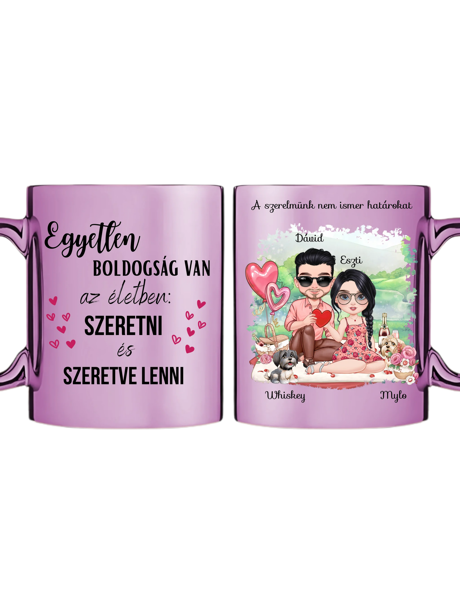Rózsaszín metál bögre kettős