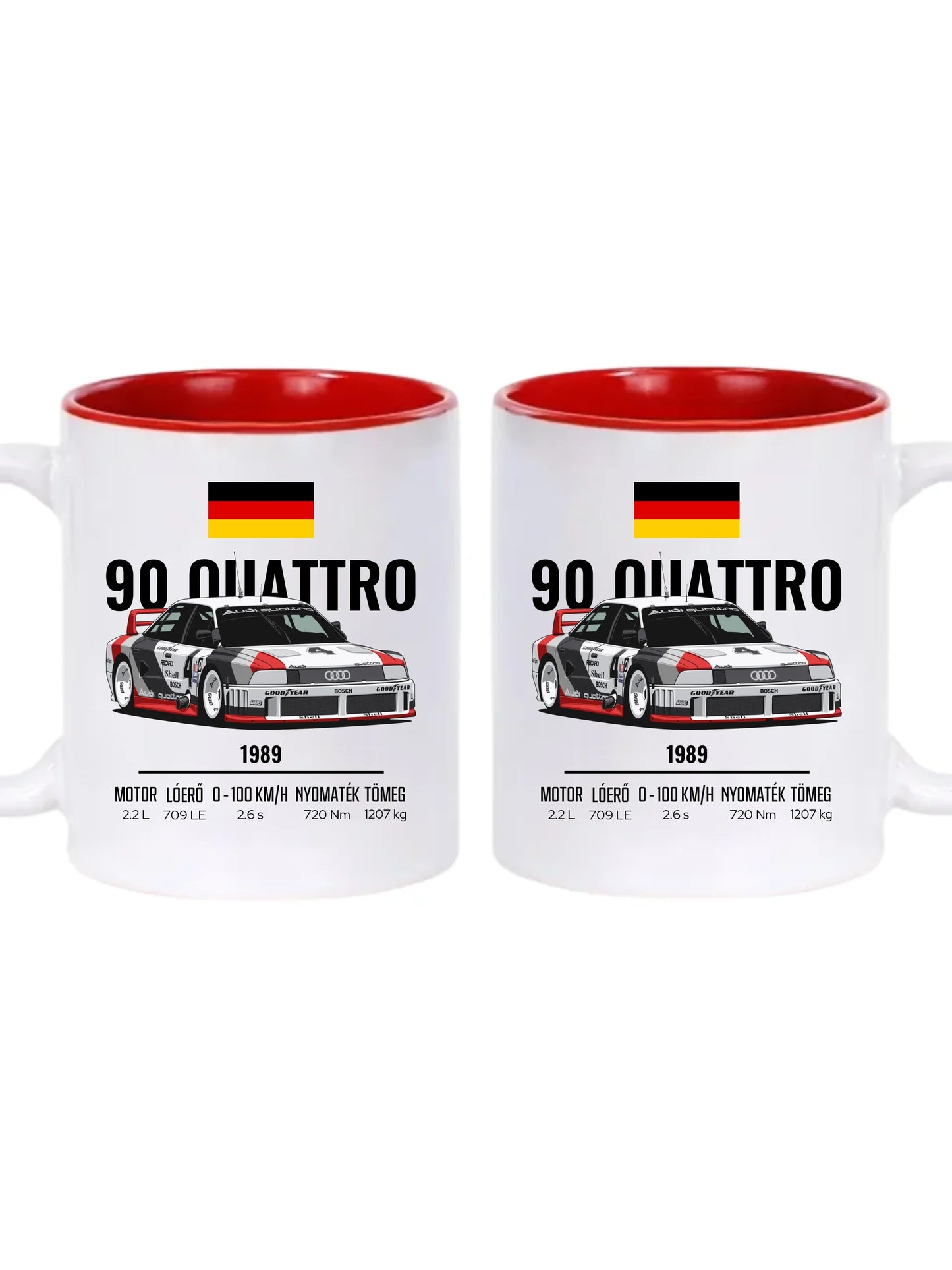 Autó illusztráció - 90 Quattro 20. - Egyedi személyre szabható bögre