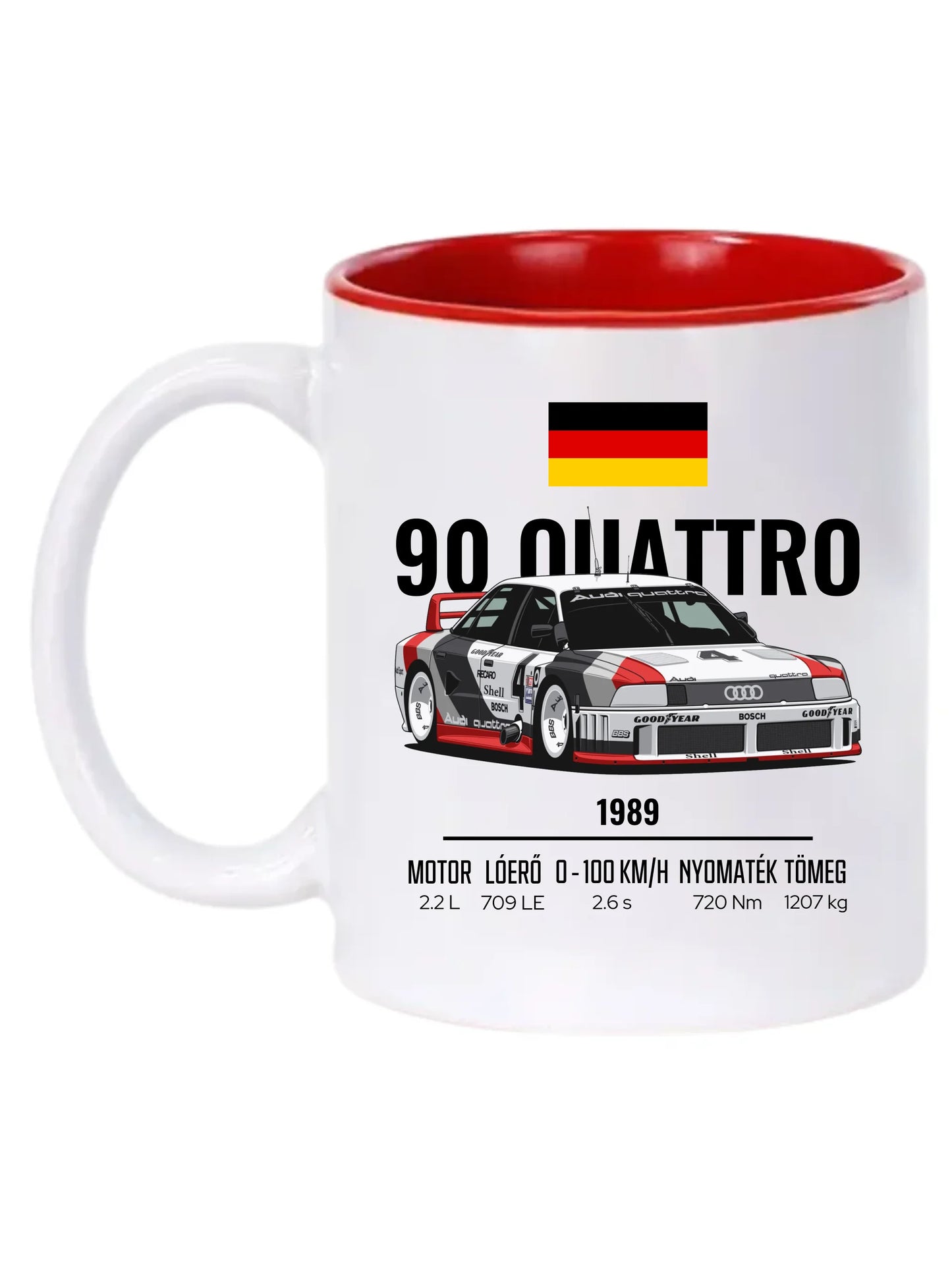 Autó illusztráció - 90 Quattro 20. - Egyedi személyre szabható bögre