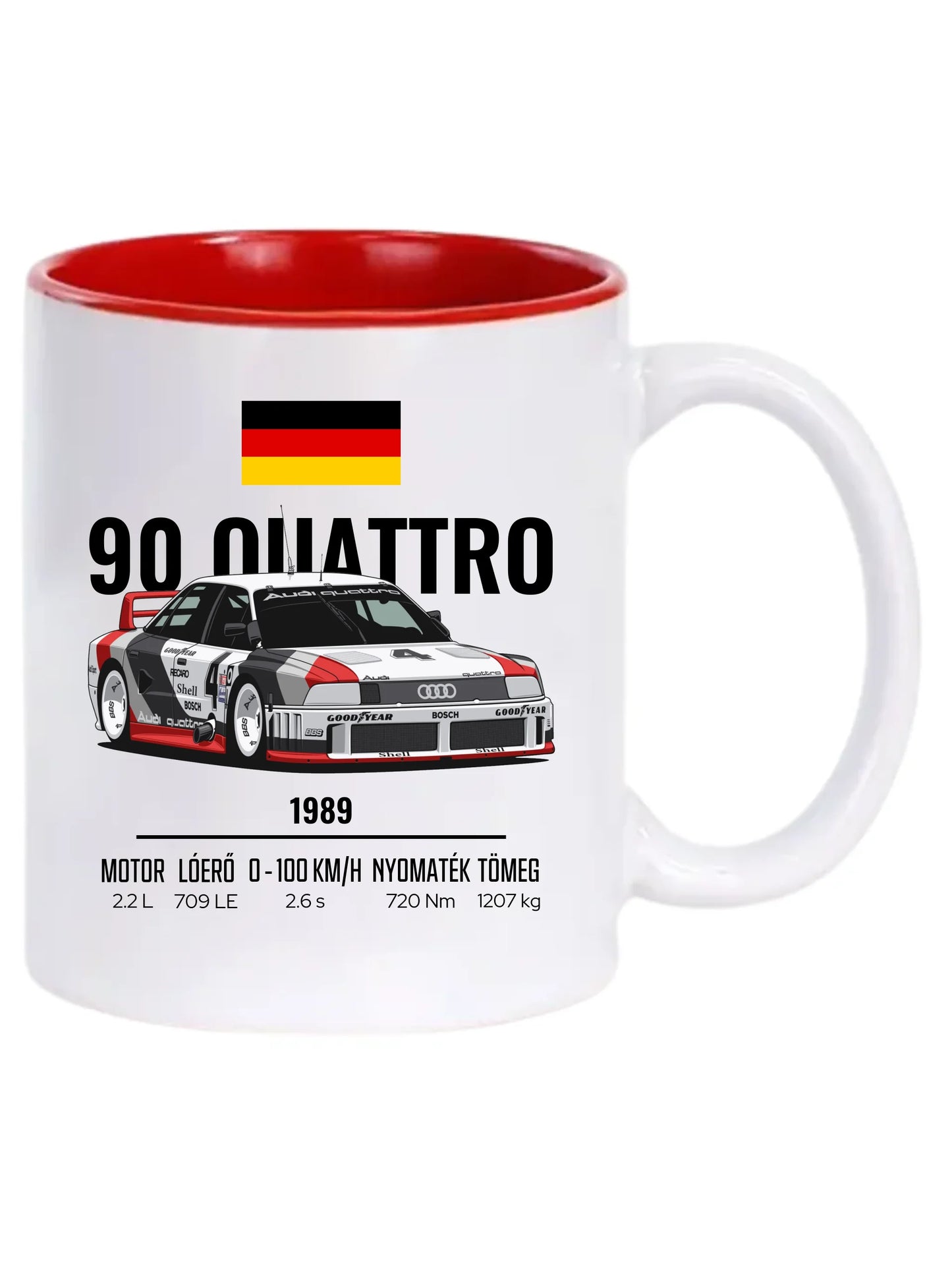 Autó illusztráció - 90 Quattro 20. - Egyedi személyre szabható bögre
