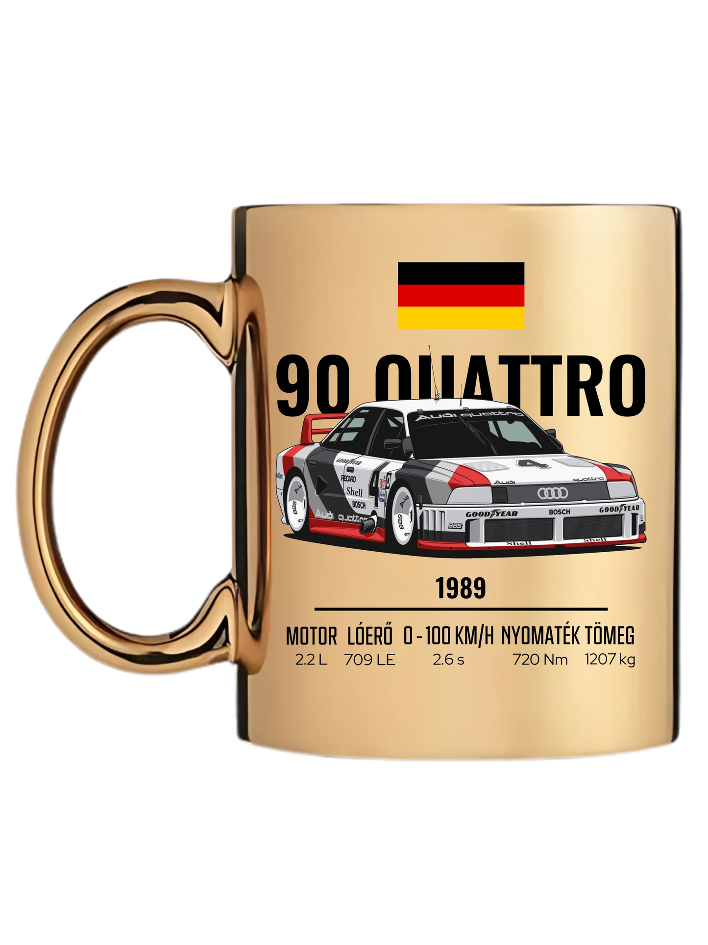 Autó illusztráció - 90 Quattro 20. - Egyedi személyre szabható bögre