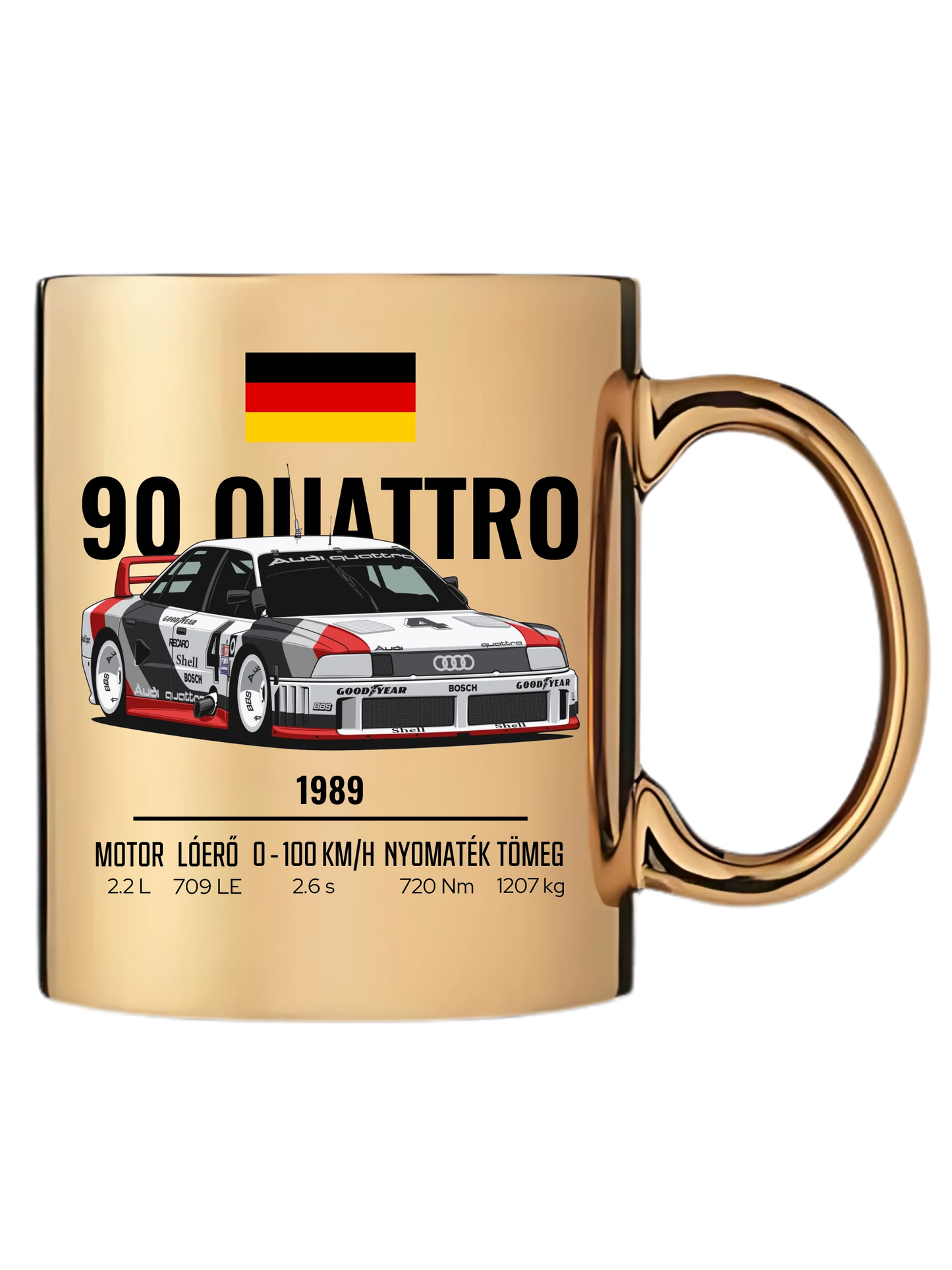 Autó illusztráció - 90 Quattro 20. - Egyedi személyre szabható bögre