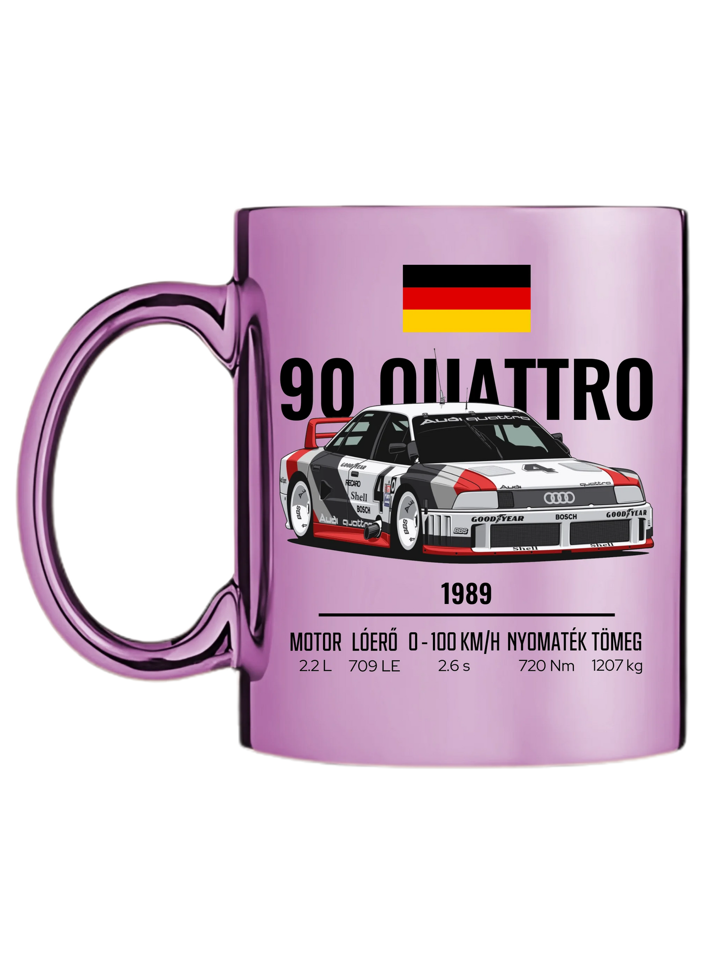 Autó illusztráció - 90 Quattro 20. - Egyedi személyre szabható bögre