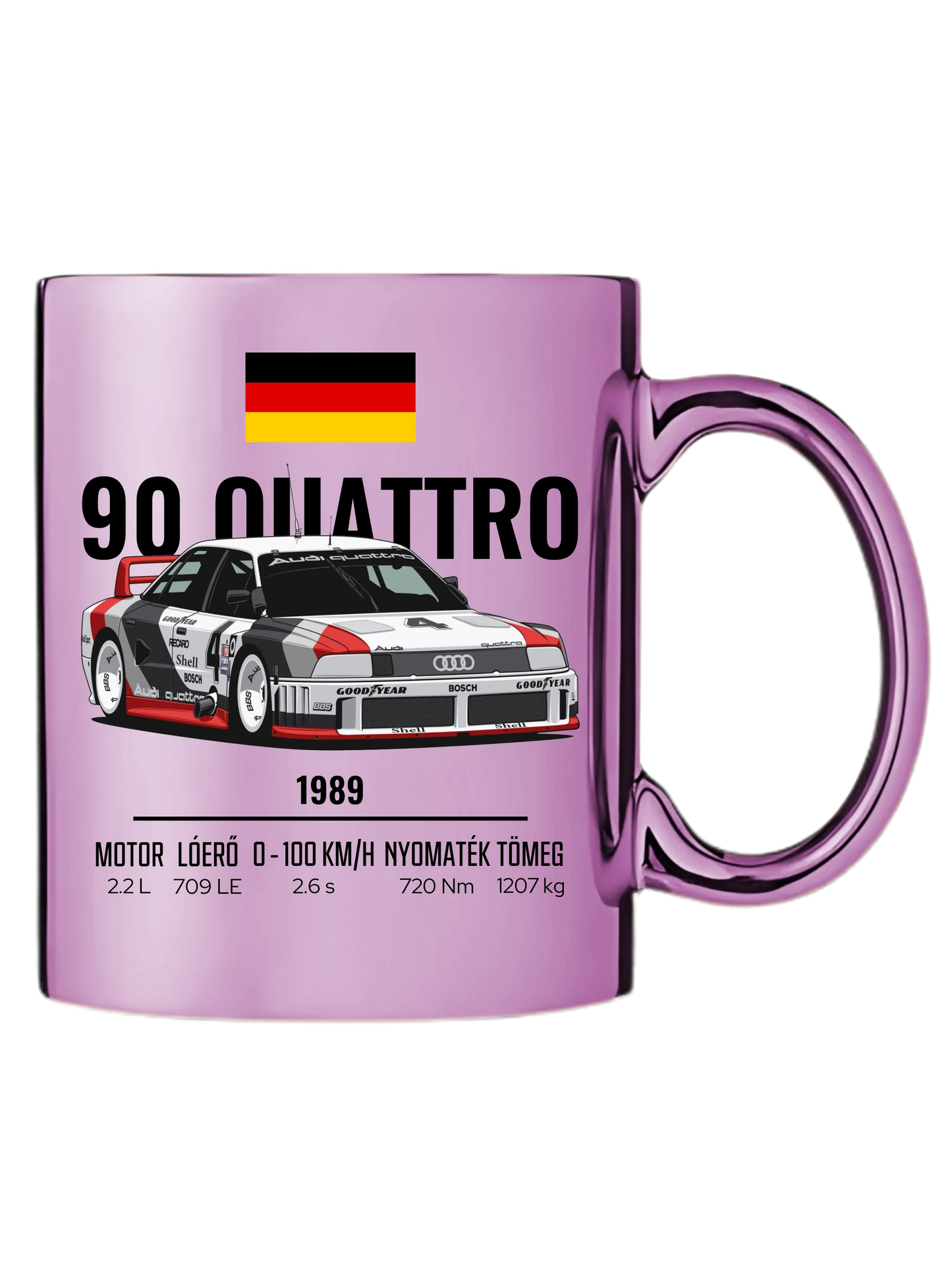 Autó illusztráció - 90 Quattro 20. - Egyedi személyre szabható bögre
