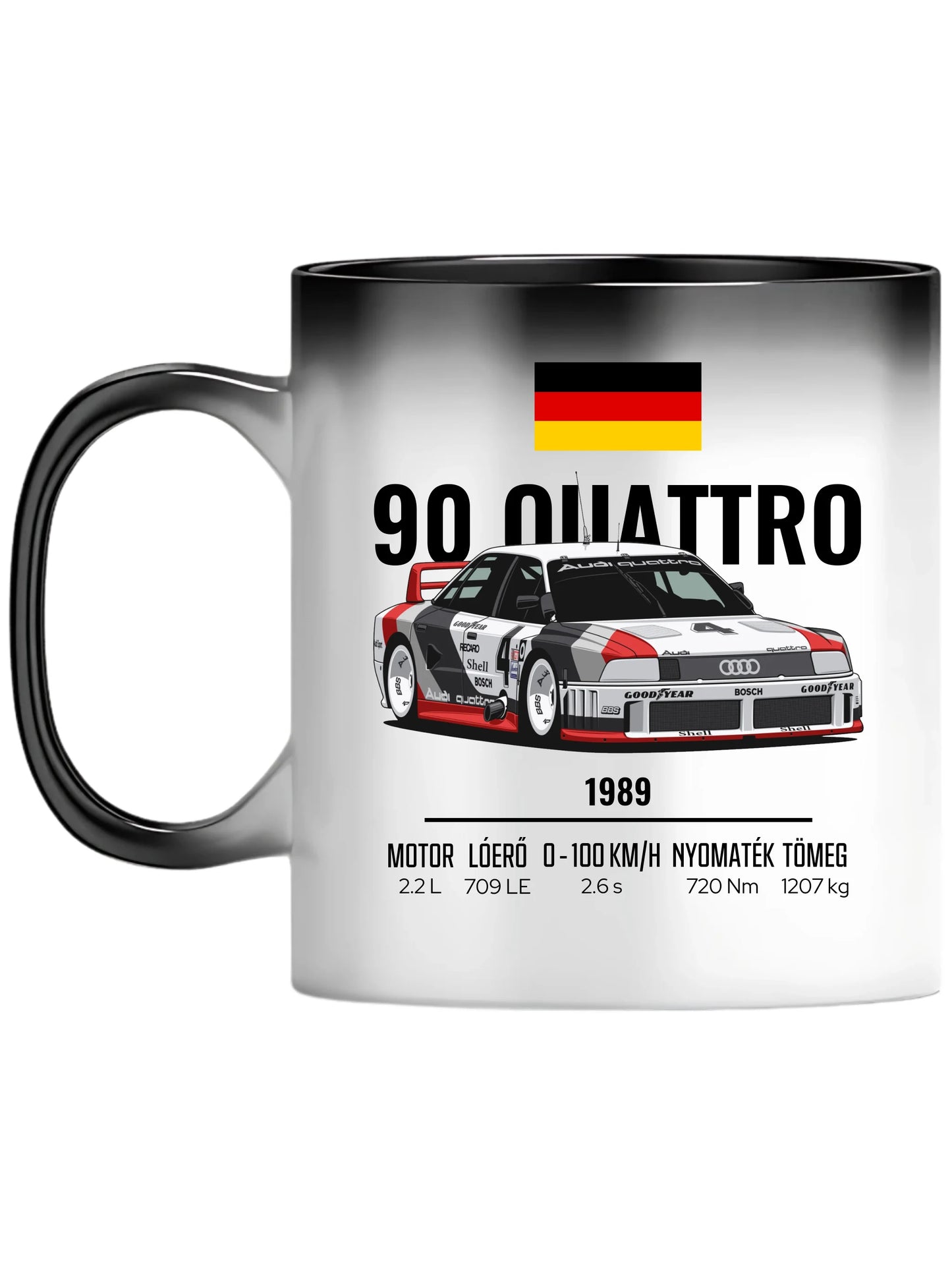 Autó illusztráció - 90 Quattro 20. - Egyedi személyre szabható bögre