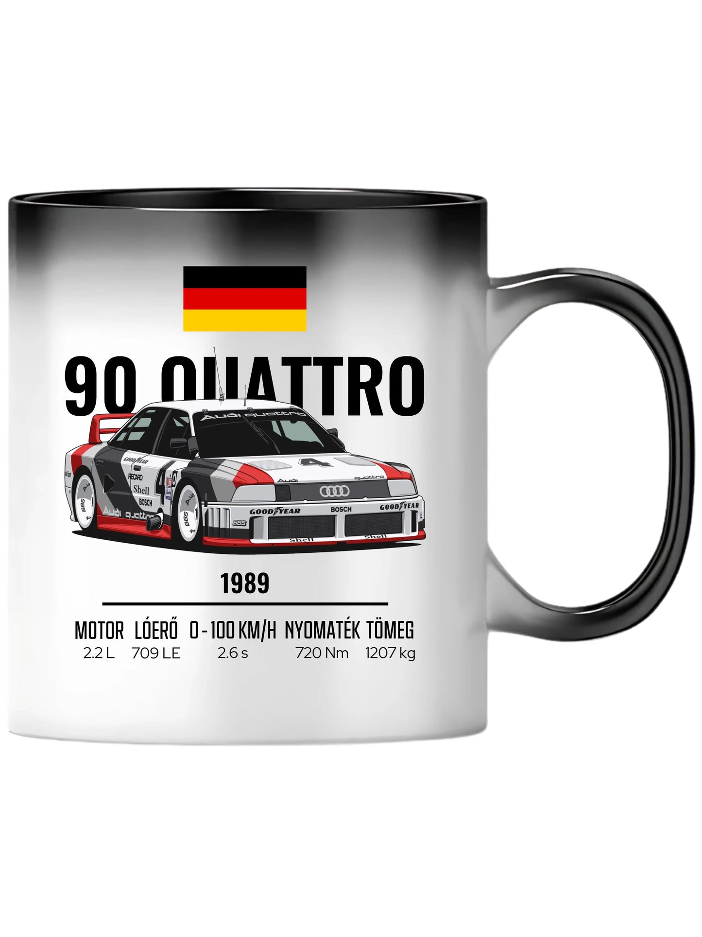 Autó illusztráció - 90 Quattro 20. - Egyedi személyre szabható bögre