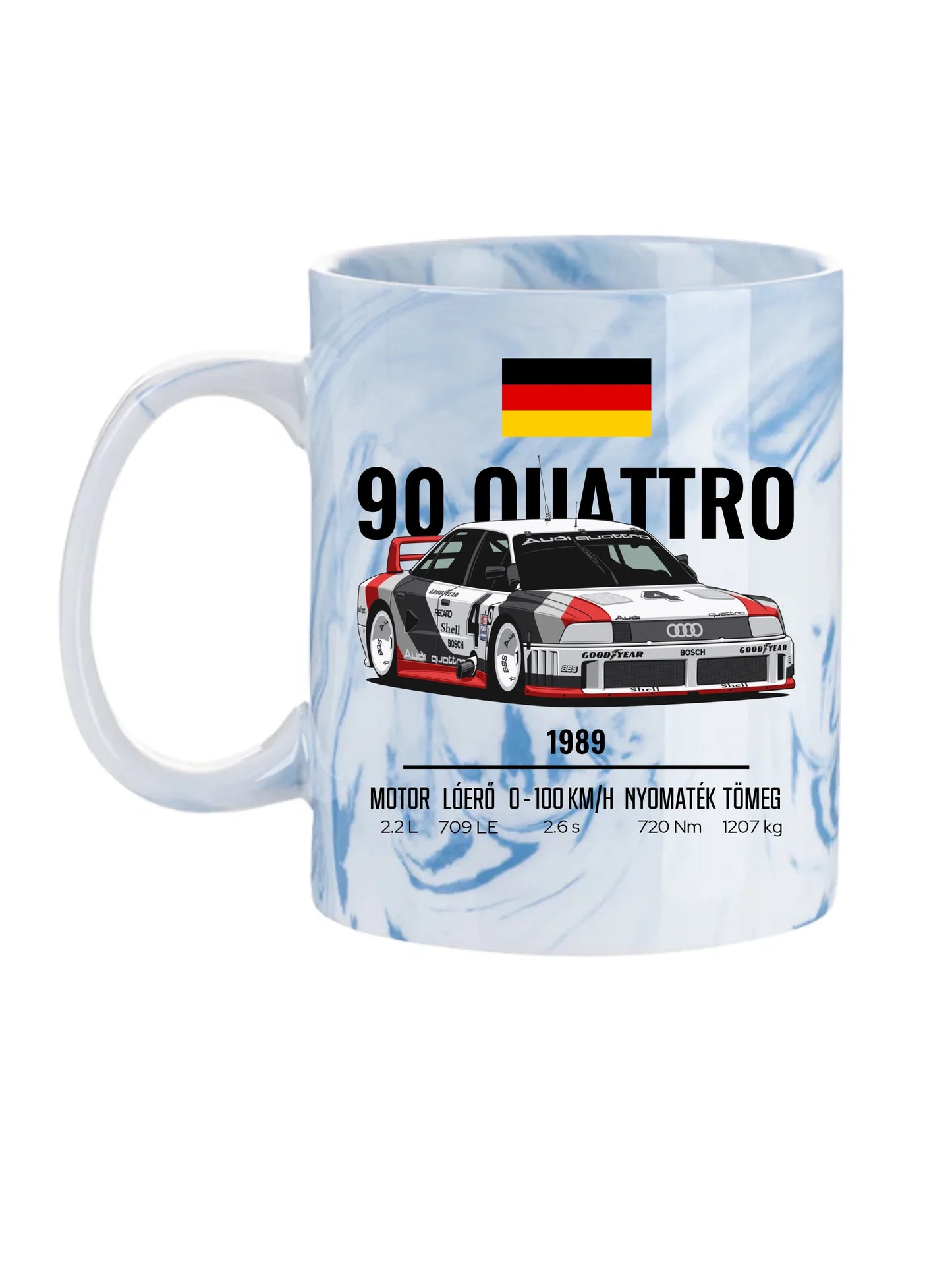 Autó illusztráció - 90 Quattro 20. - Egyedi személyre szabható bögre