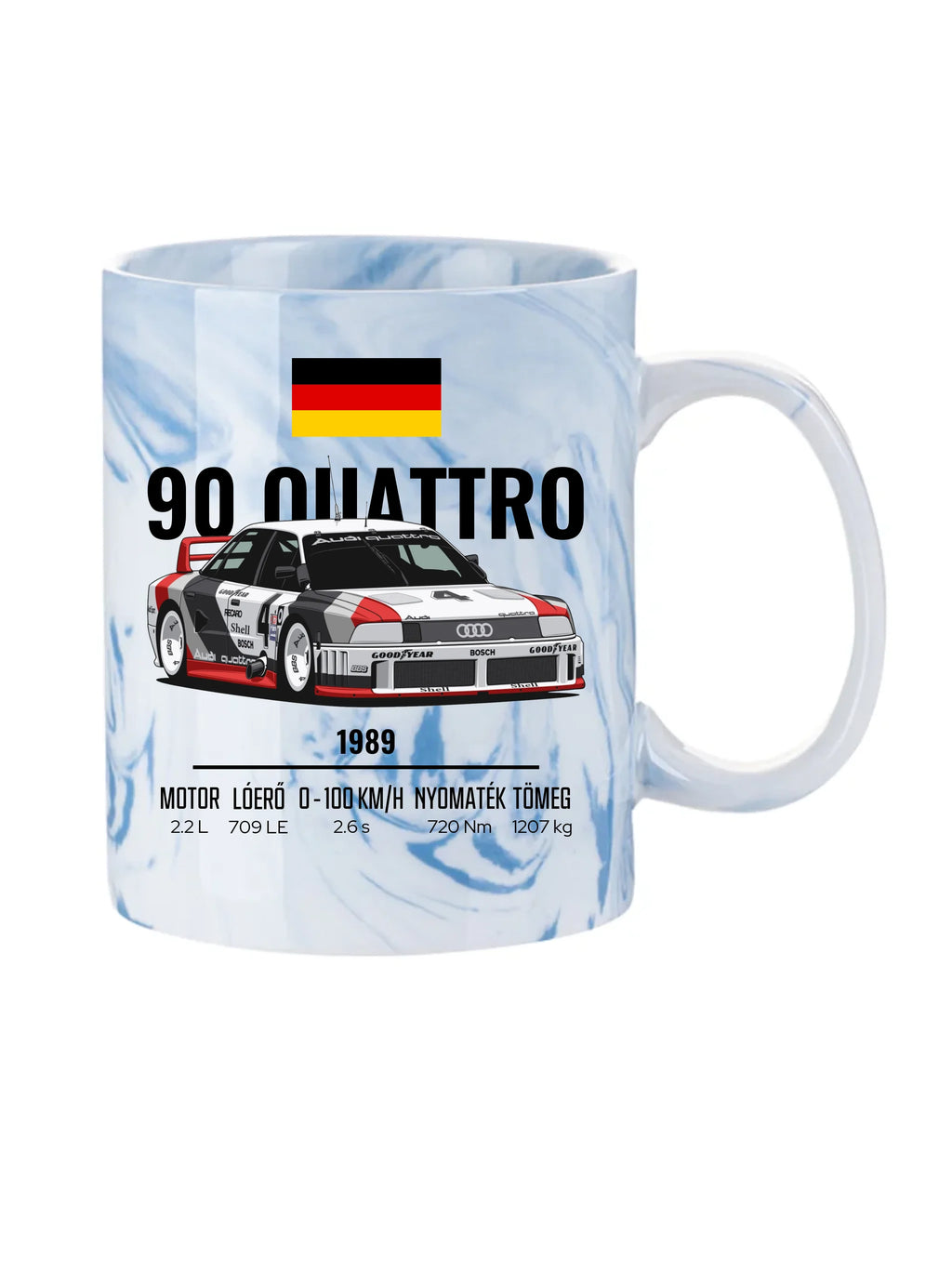 Autó illusztráció - 90 Quattro 20. - Egyedi személyre szabható bögre