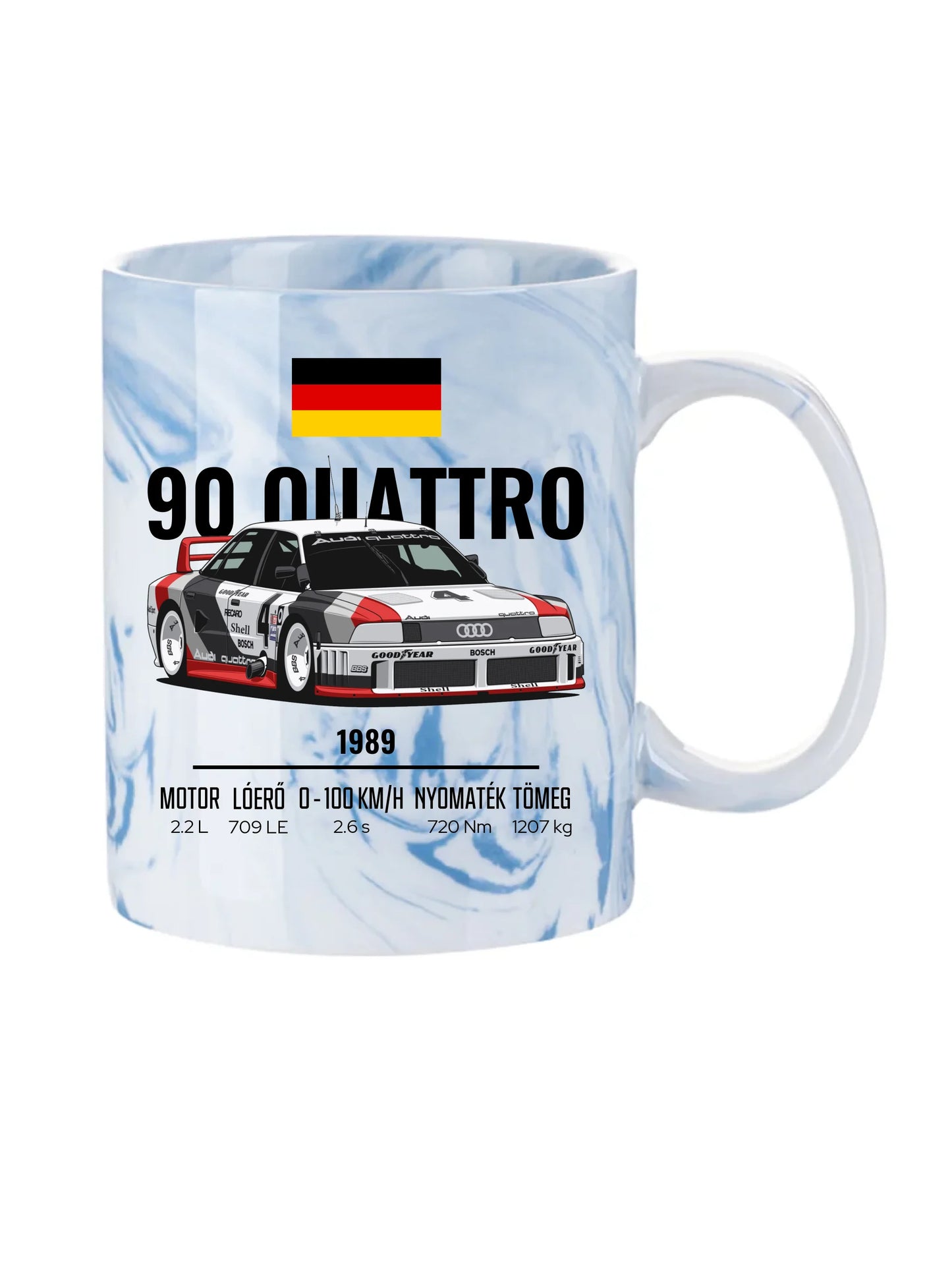 Autó illusztráció - 90 Quattro 20. - Egyedi személyre szabható bögre