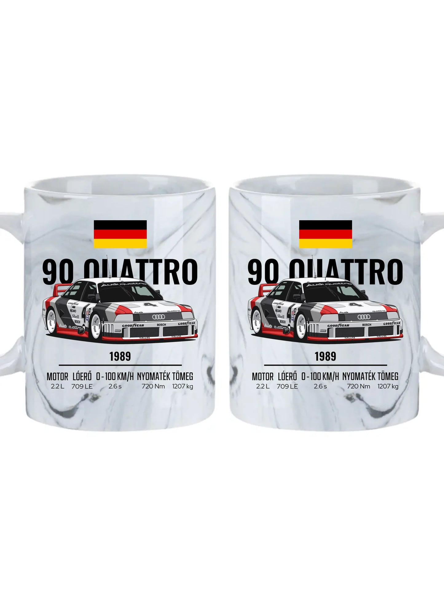 Autó illusztráció - 90 Quattro 20. - Egyedi személyre szabható bögre