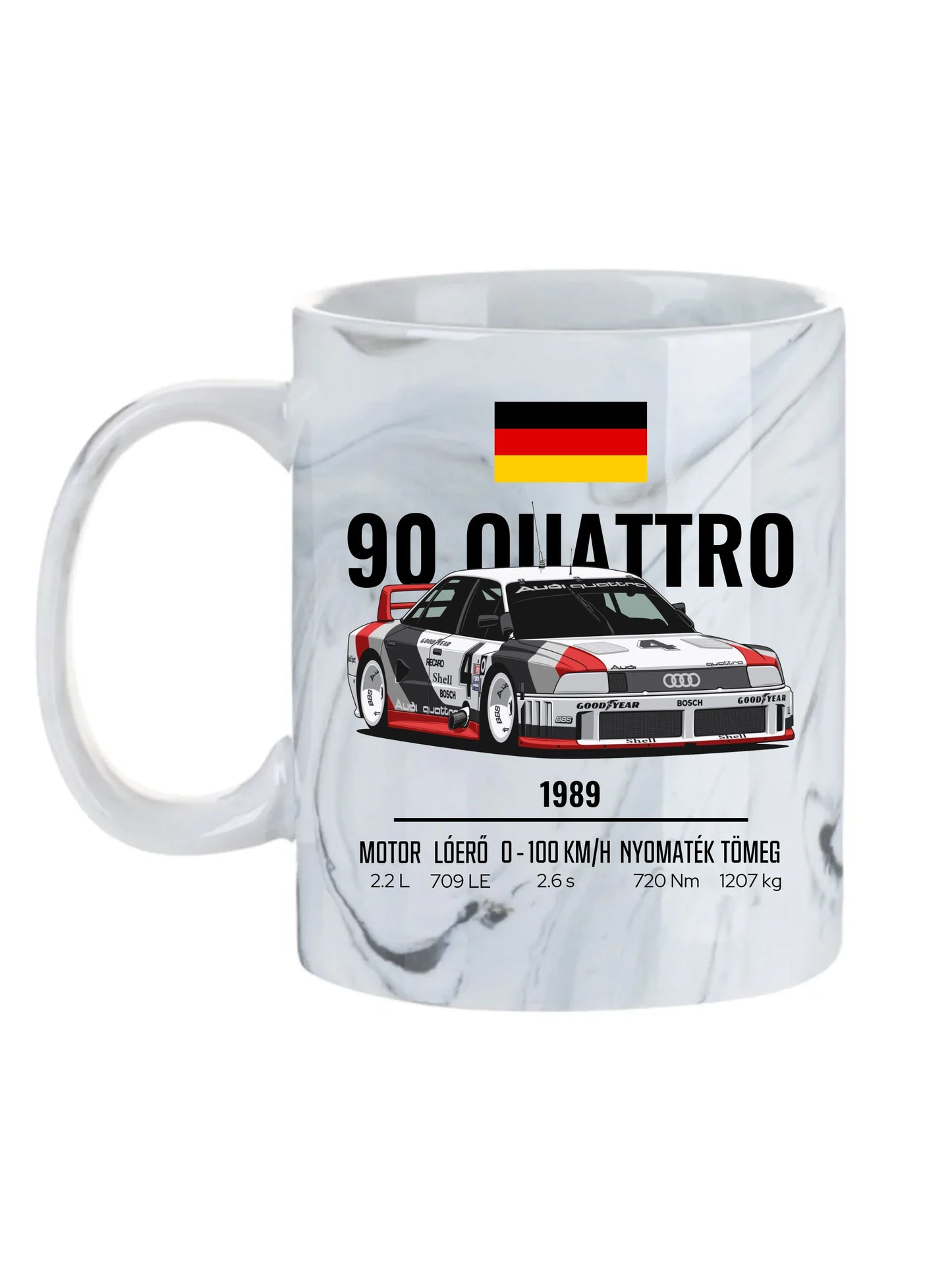 Autó illusztráció - 90 Quattro 20. - Egyedi személyre szabható bögre