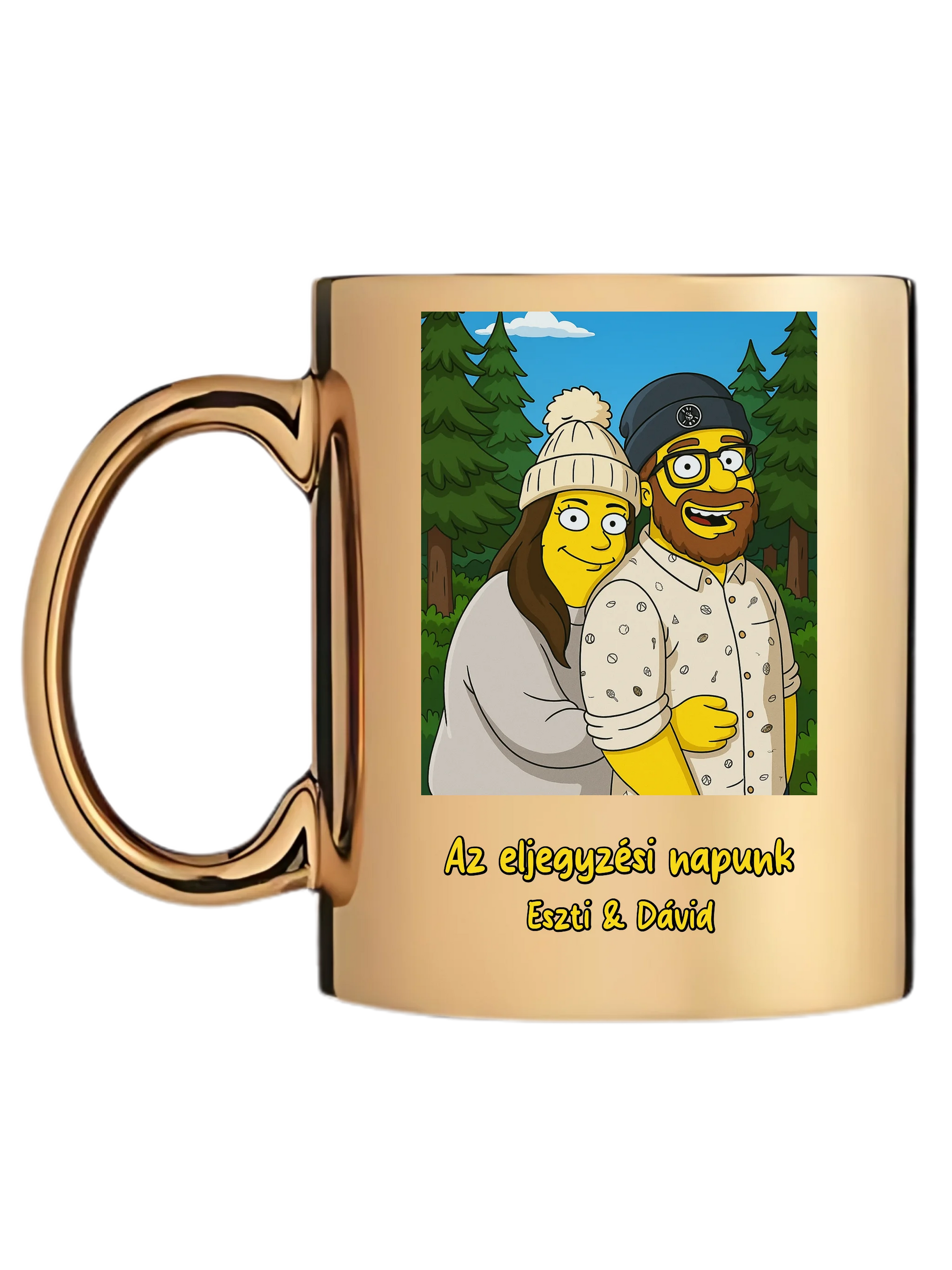 Arany metál bögre bal oldal