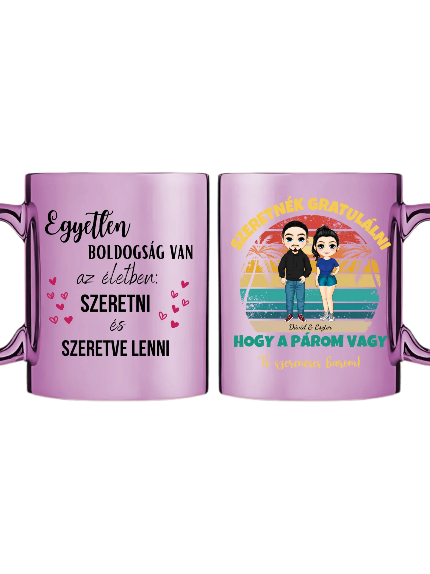 Rózsaszín metál bögre kettős